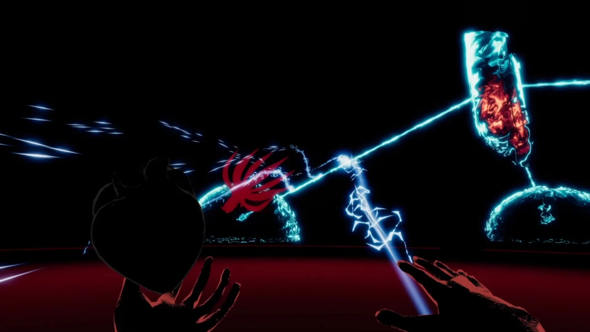 It Consumes: Player uses lightning ability against demonic figure in a dark arena environment