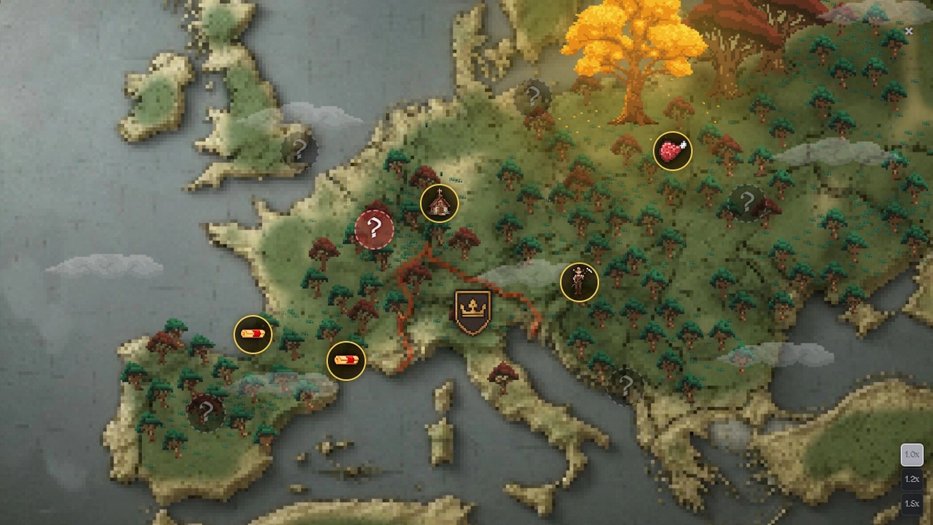Ivilyn Kingdoms: Detailed world map with icons for quests, resources, and a golden tree in the forest.