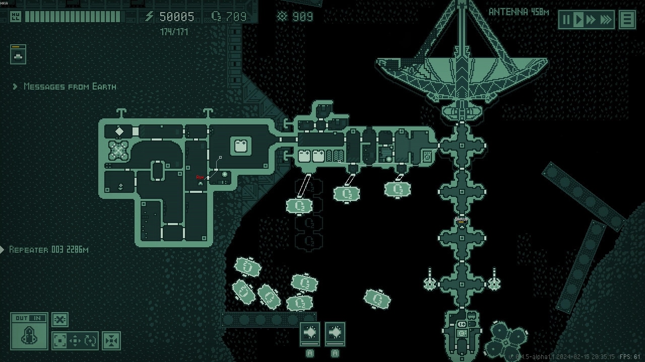 Jitter: Overhead map view of mining colony with active antenna and various structures highlighted