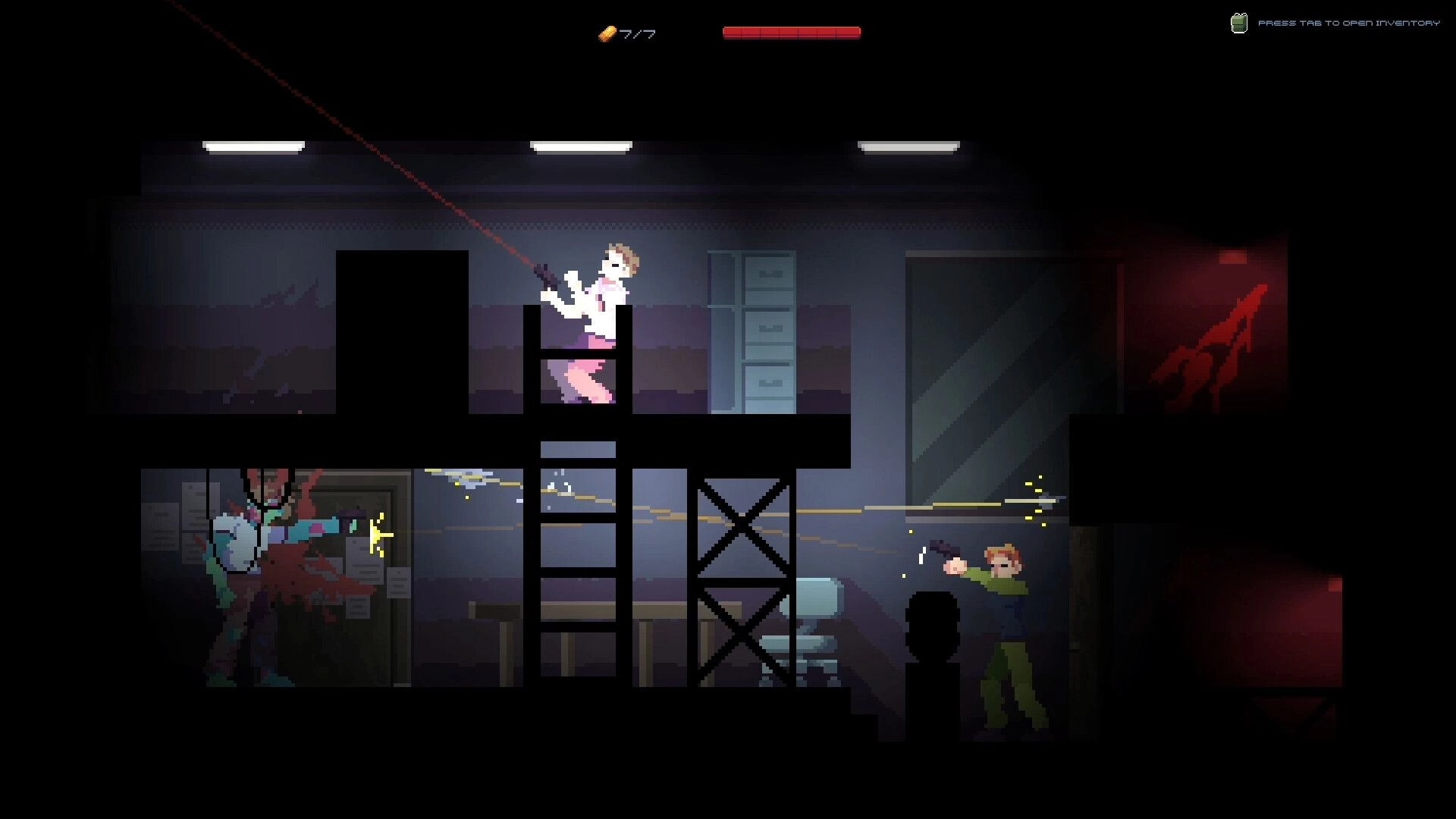 Joint Recall: Characters engage in combat with monsters inside a dimly lit, abandoned warehouse.