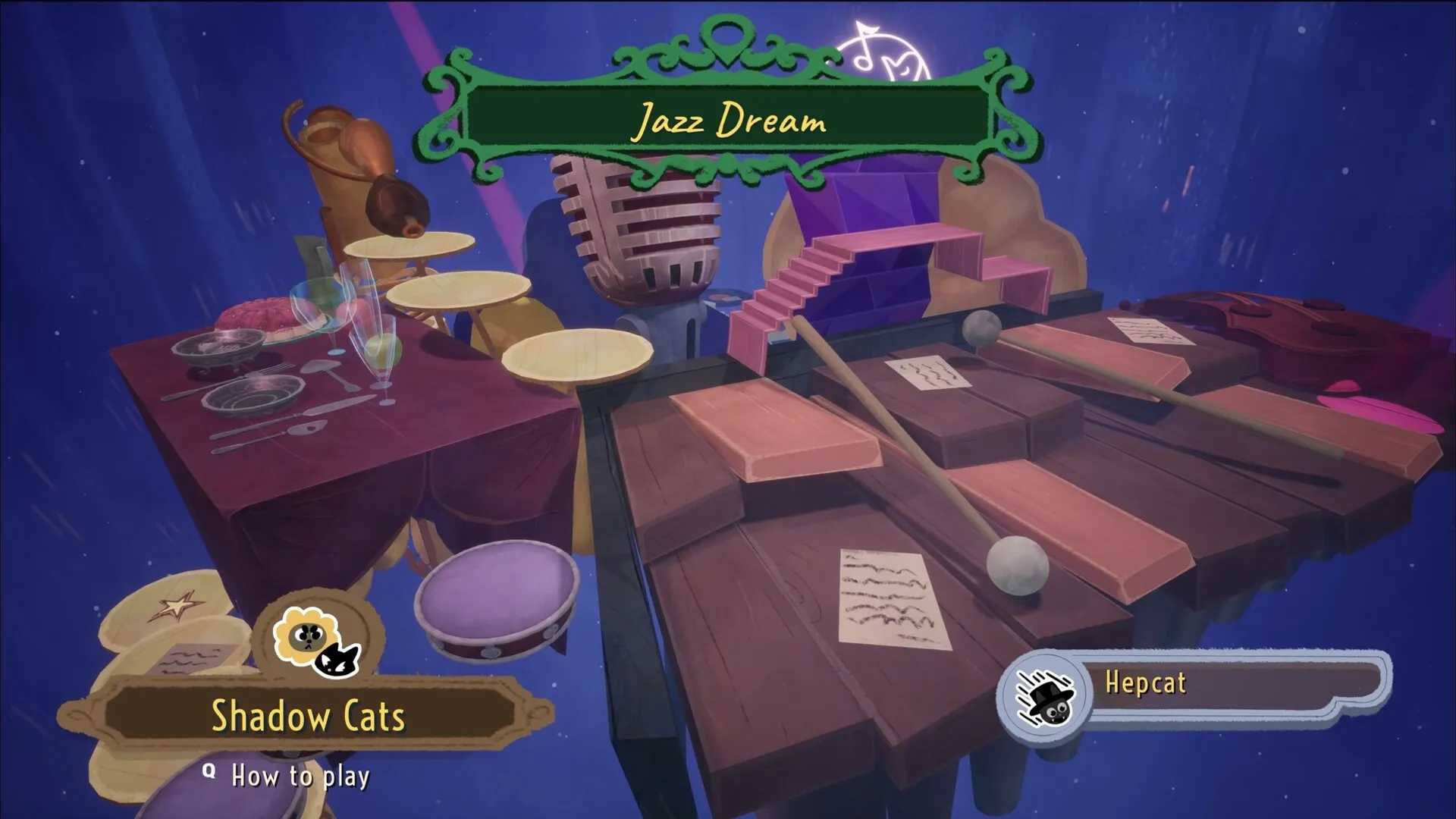 Jumping Jazz Cats: Navigating a musical obstacle course with xylophone bridges in a vibrant jazz setting