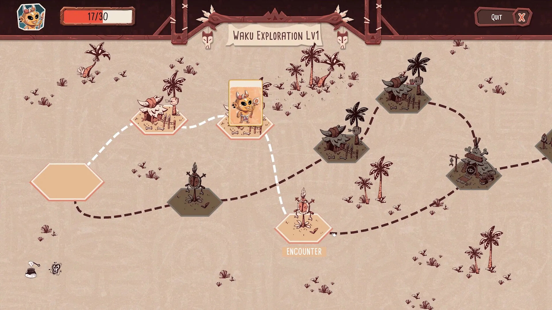 Kaya's Prophecy: Map exploration with character paths and encounter points in desert environment.