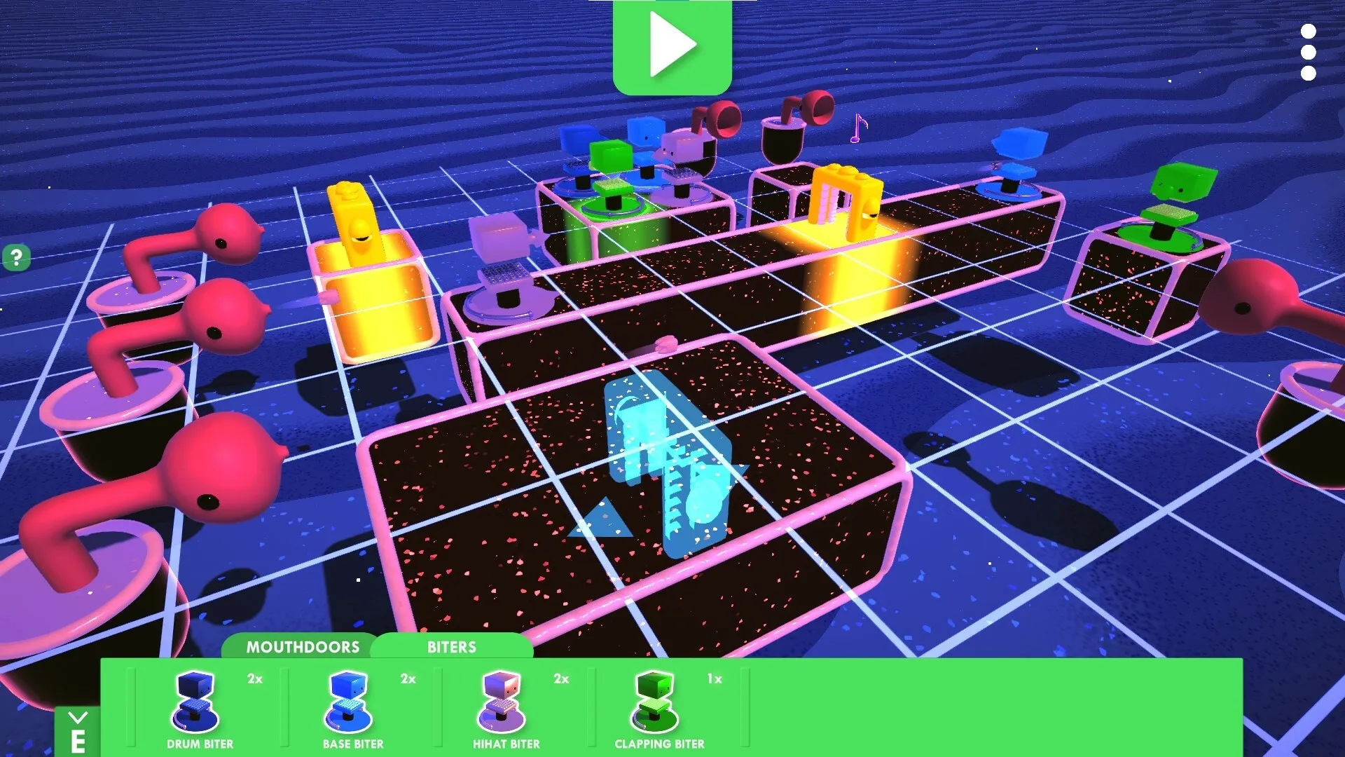 Kloppyssimo: Vibrant grid-based puzzle with colorful sound machines and interactive music elements