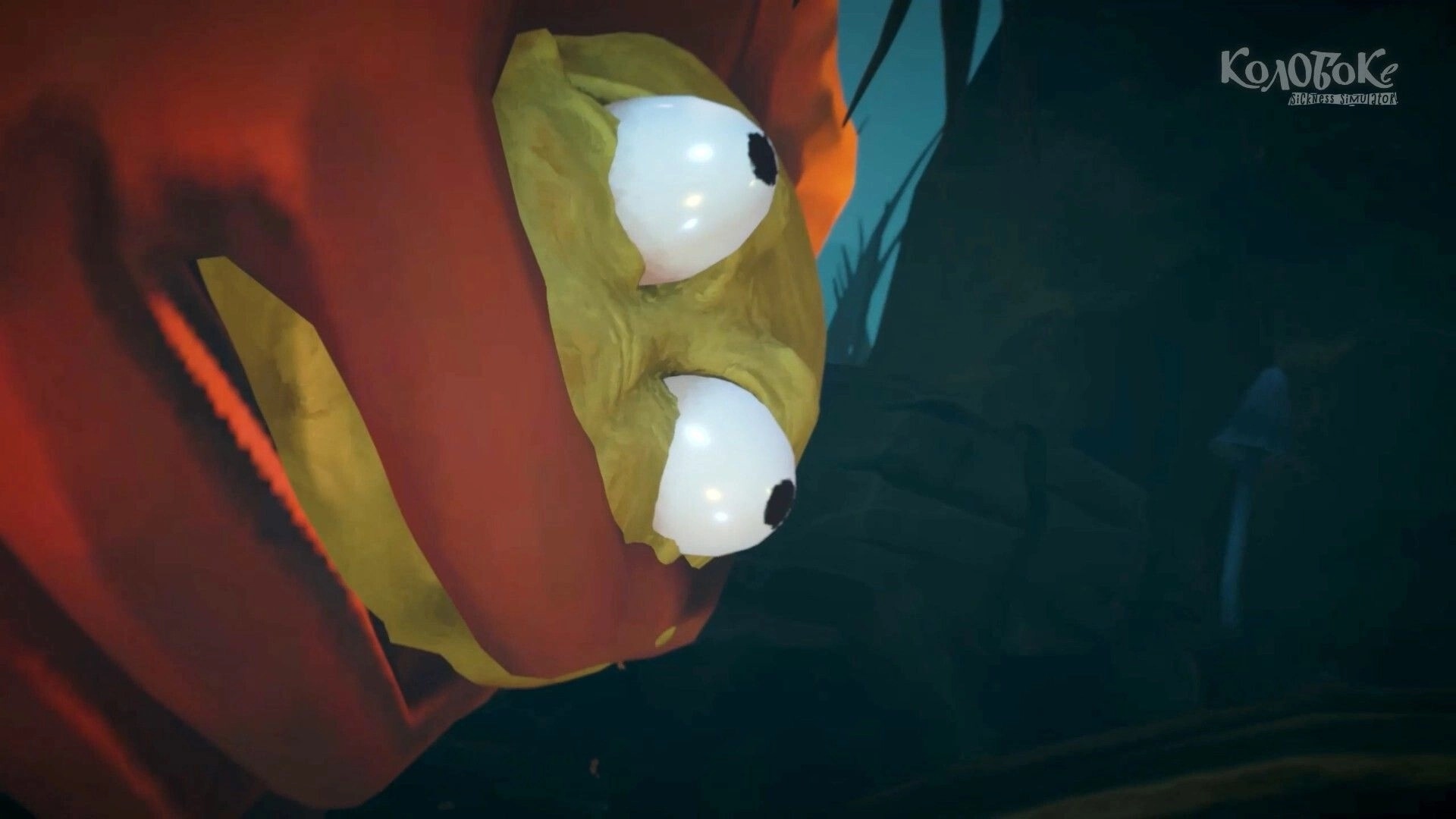 Koloboke: Close-up of a creature with large eyes in a dark, mysterious cave environment