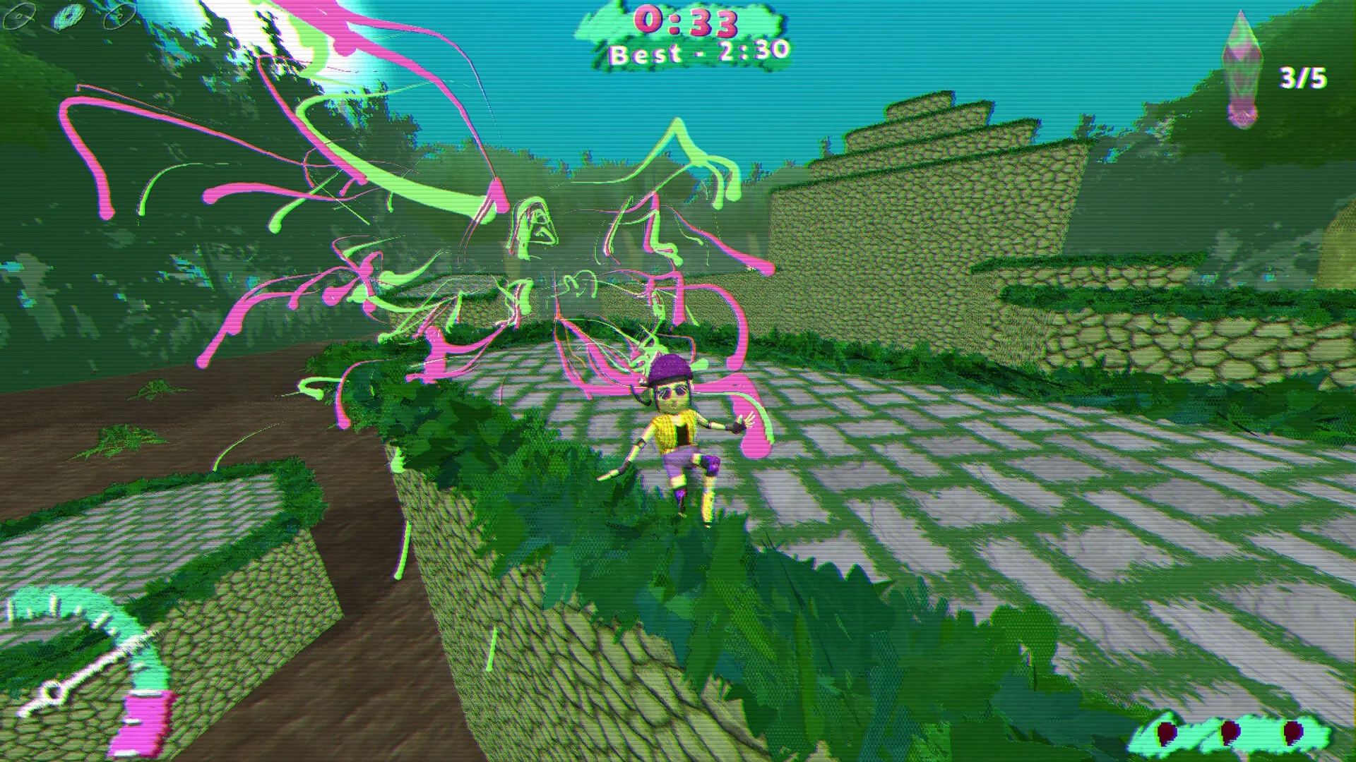 L8R SK8R: Skater performs tricks on vine-covered stone platforms in lush jungle environment