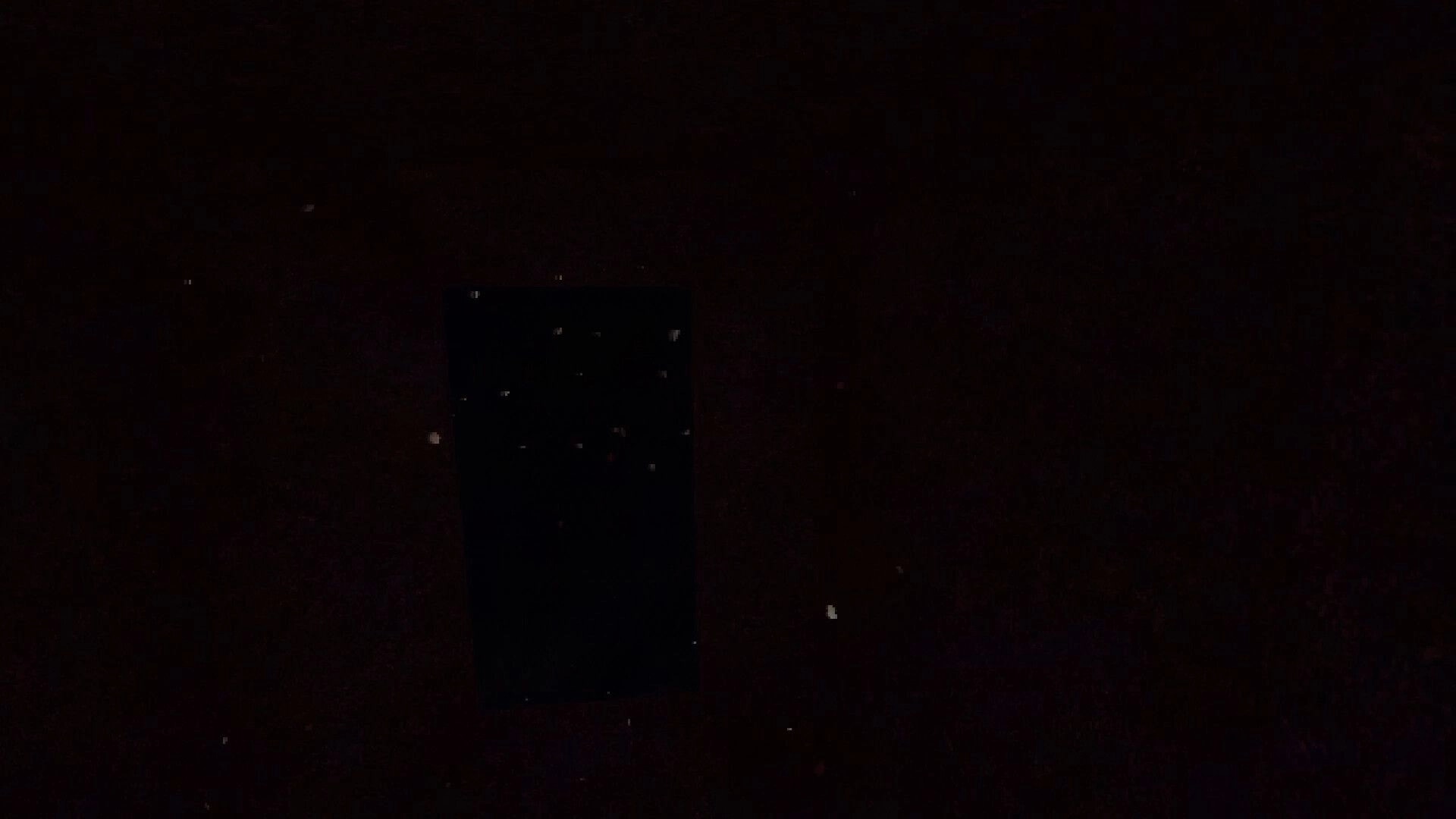 Late Night Duty: Grainy dark view of a dim door-like rectangle in shadowy interior corridor.