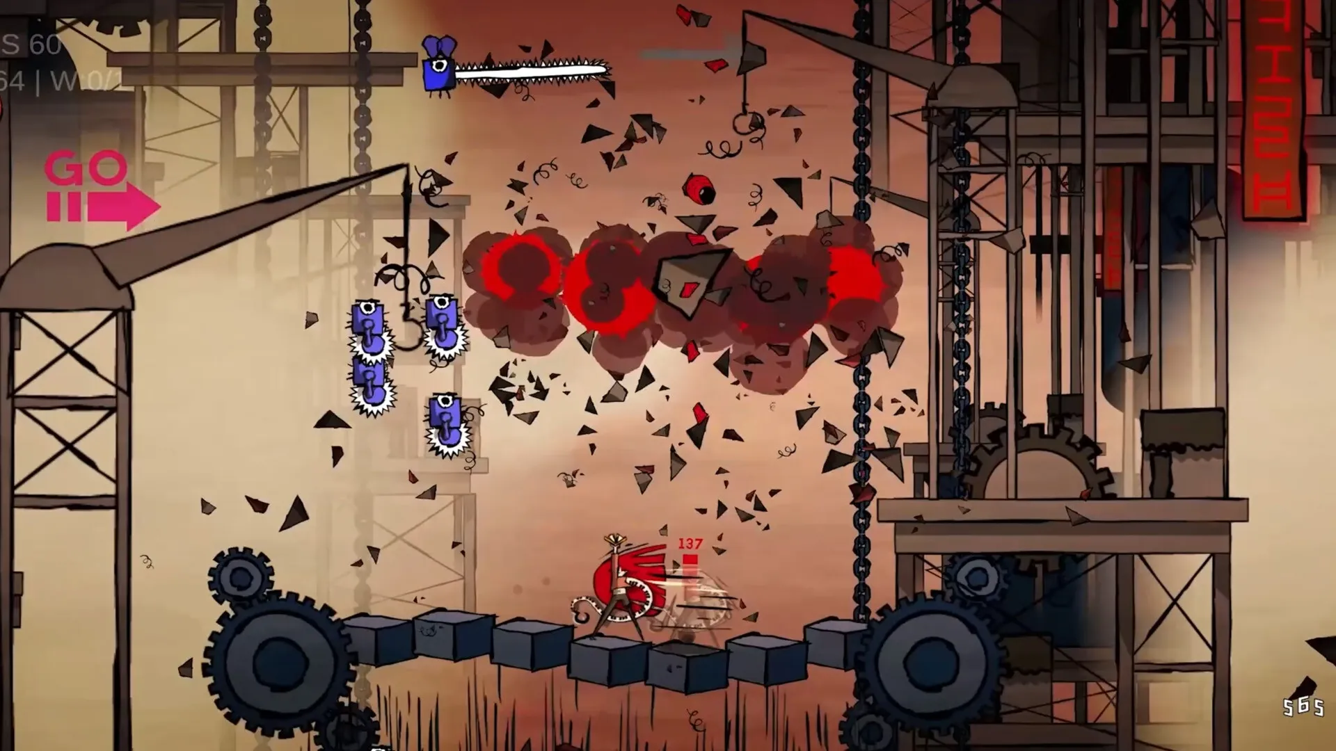 LavaLoop: Punk musician dodges spinning saws in a chaotic industrial factory setting.