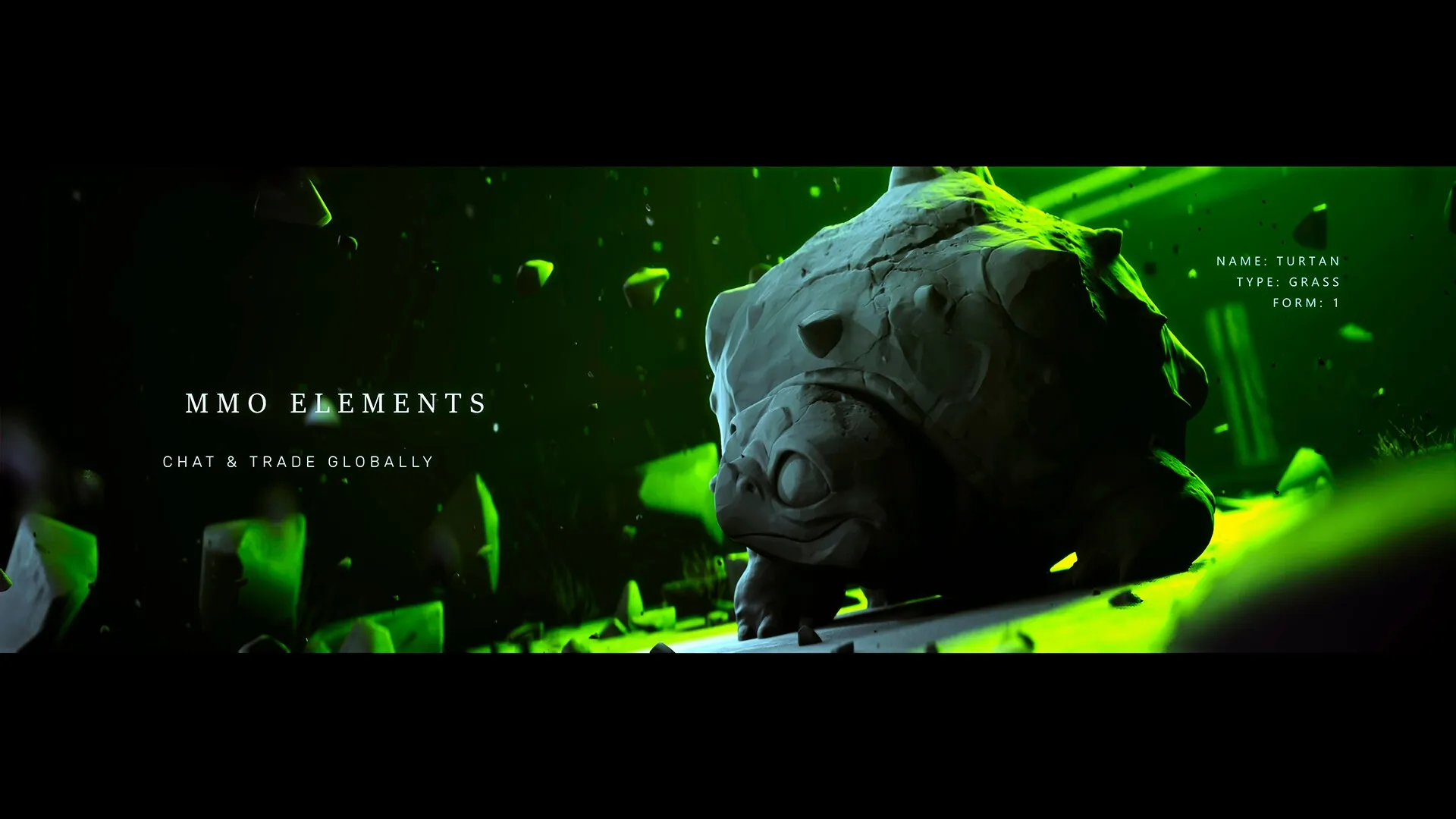 LEKANO WORLD ONLINE: Creature Turtan in a glowing green cave environment with MMO elements displayed