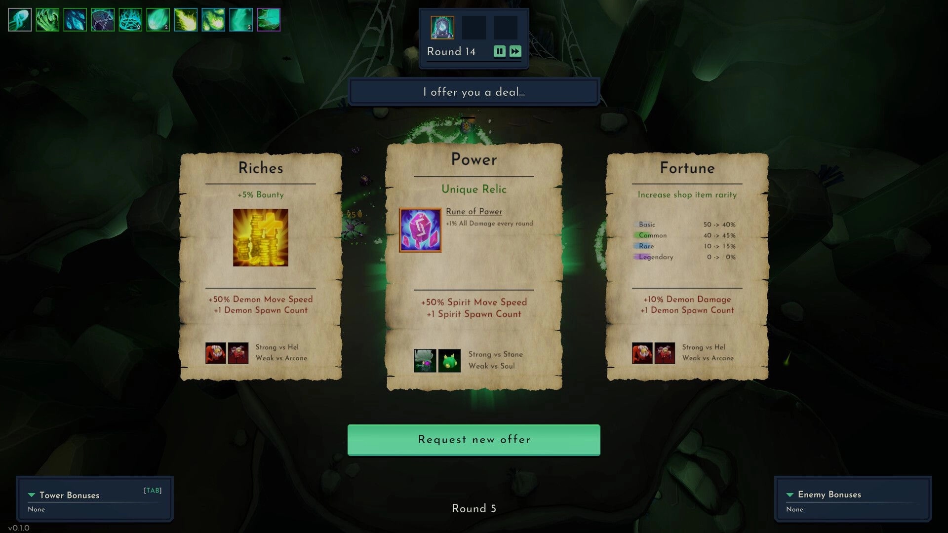 Lichgate: Choice menu with Riches, Power, and Fortune options in dark, cavernous setting