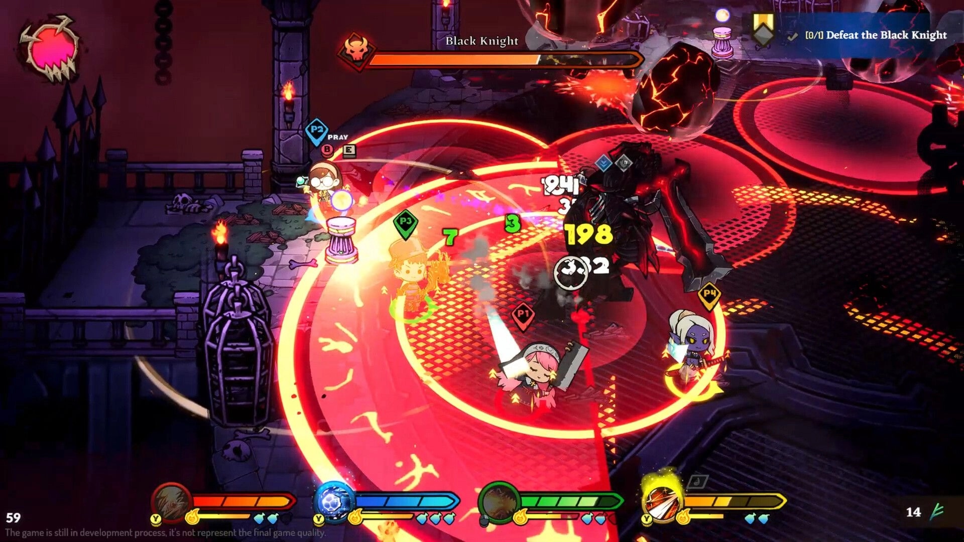 LightSup!: Battle against Black Knight with four adventurers in a dark dungeon with red magic circles