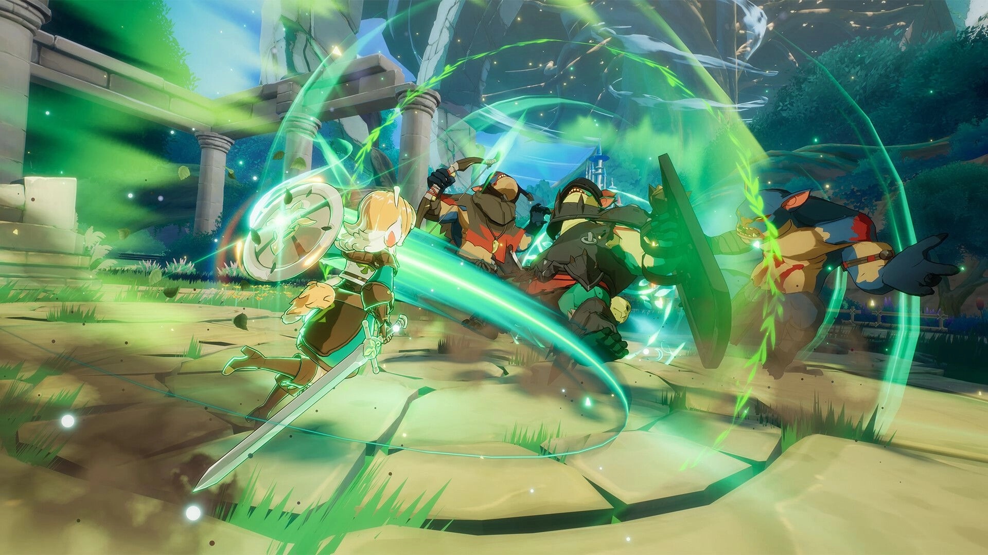 LIMIT ZERO BREAKERS: Hero unleashes a powerful sword attack against enemies in ancient ruins setting
