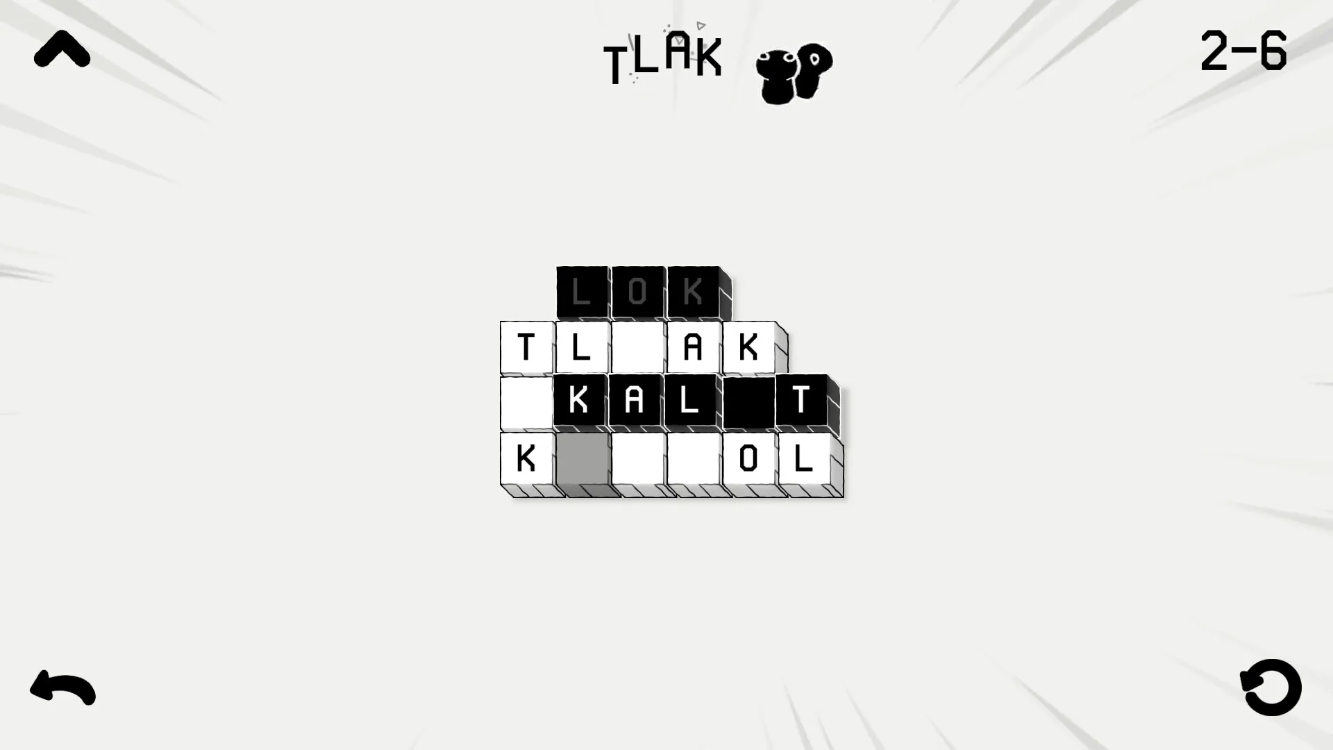 LOK Digital: Puzzle of stacked letter cubes with word "TLAK" formed, minimalistic white background