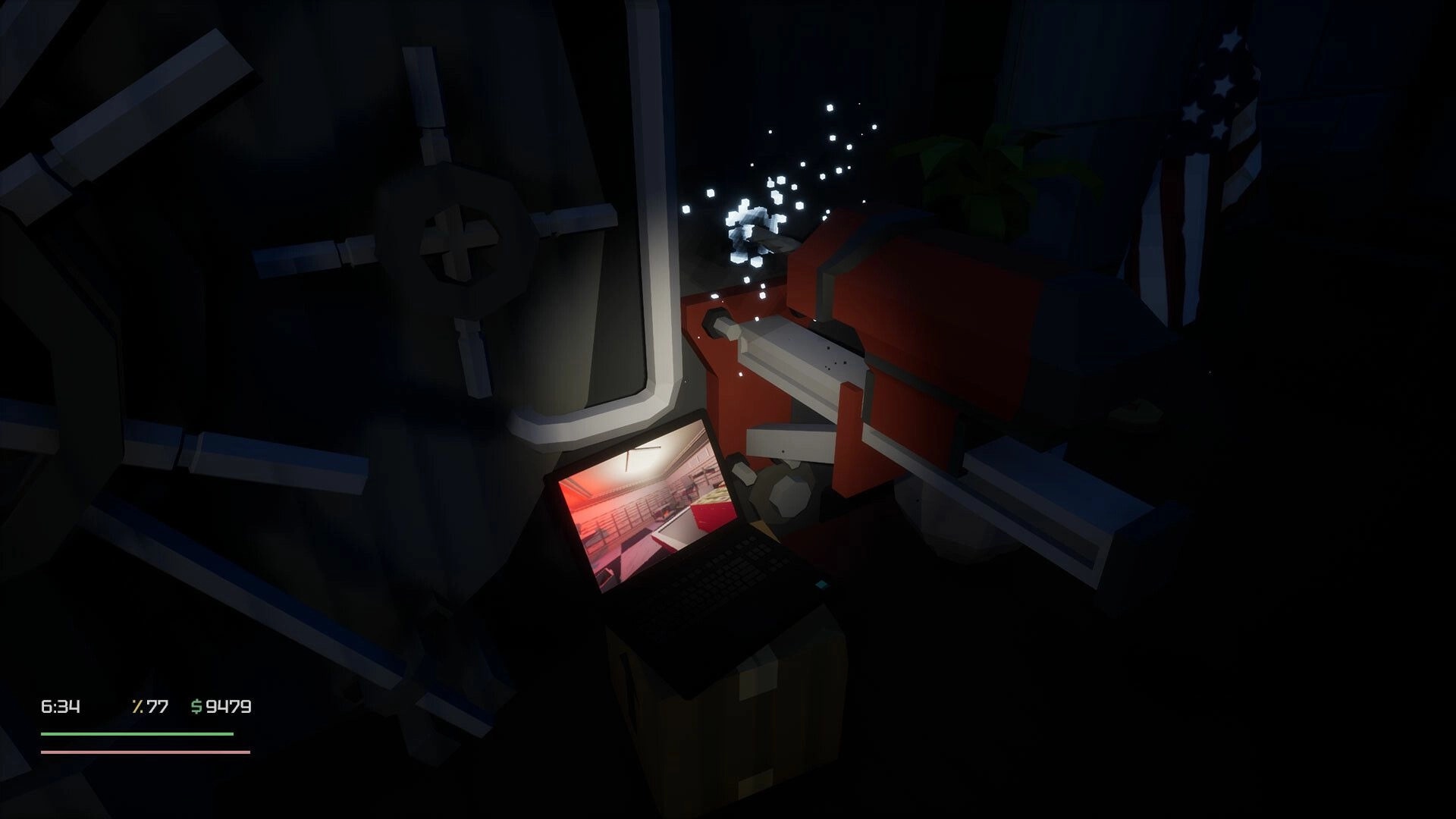Loot List: Vault door with laptop displaying interior, sparks flying from red drill setup