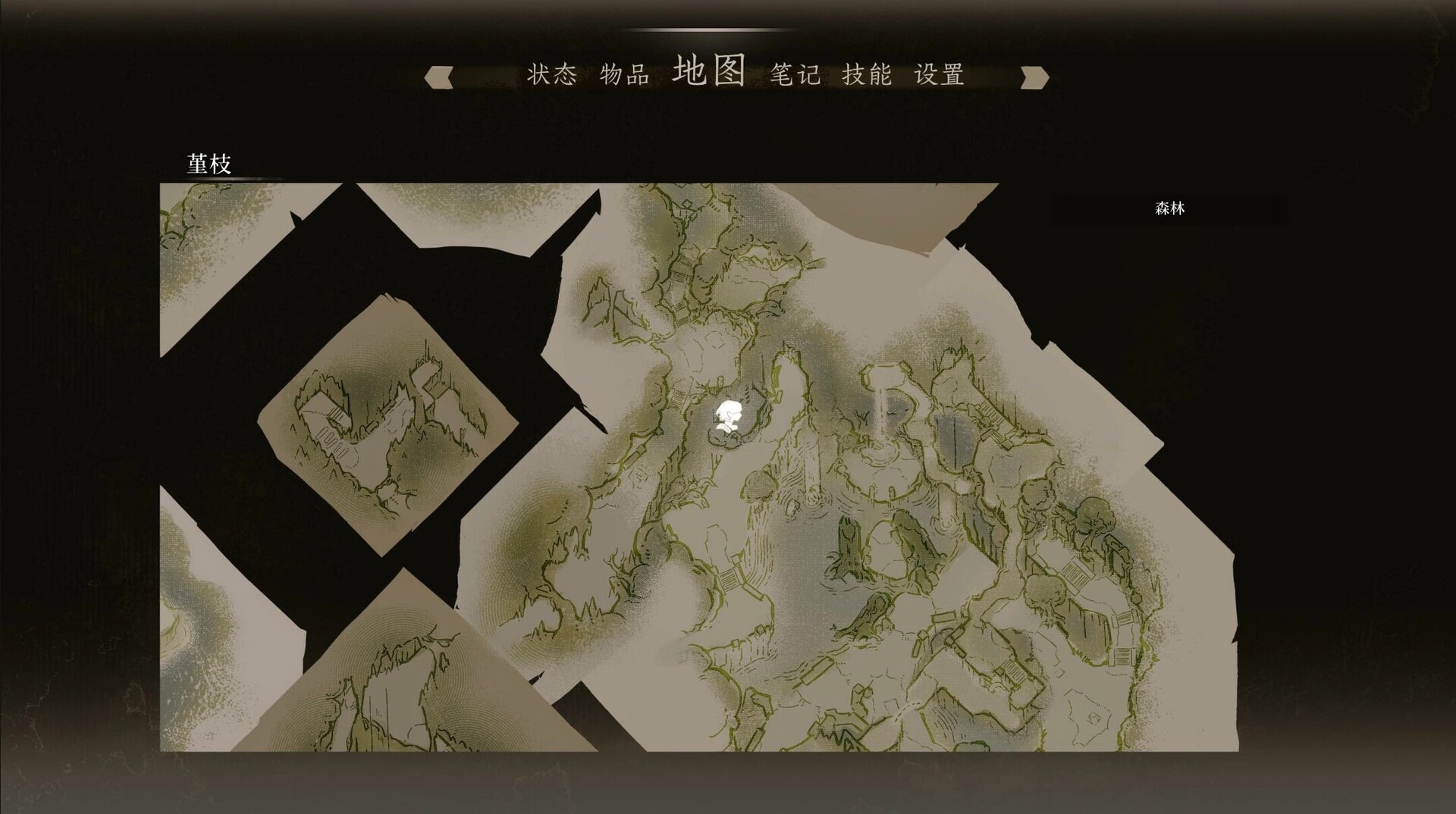Lunarium: Detailed in-game map showing Ave's current location amidst a sprawling forest landscape.