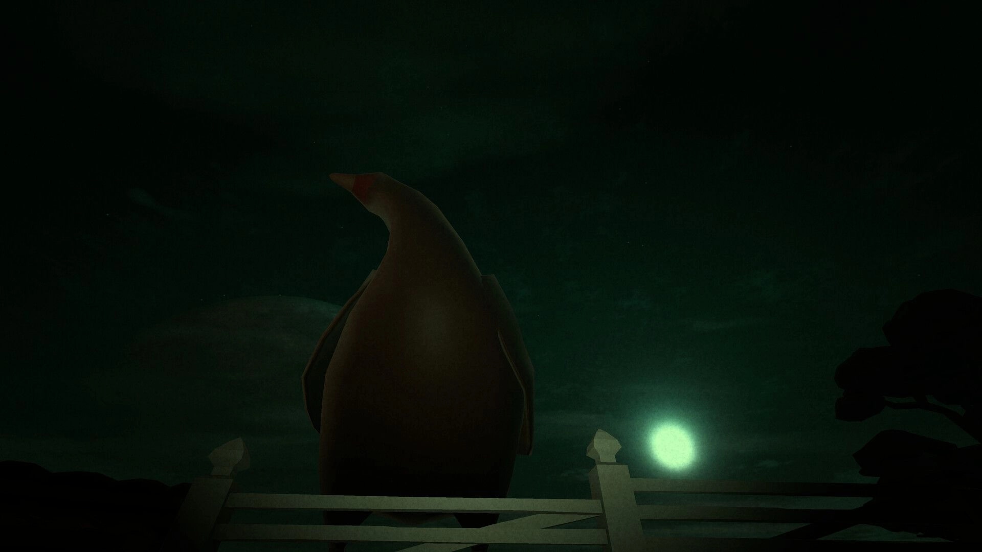 Meat Lovers: Giant meat-like creature silhouette behind a fence under eerie green moonlight at night.
