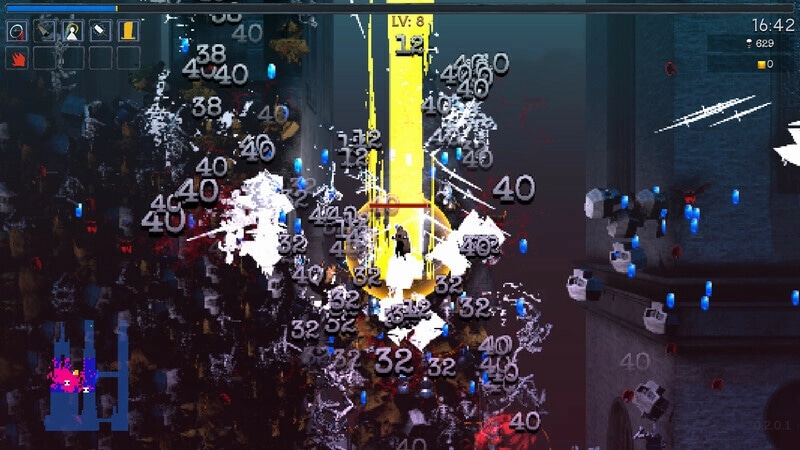 Midnight Horde: Player character battles a horde of enemies with damage numbers in a dark castle setting