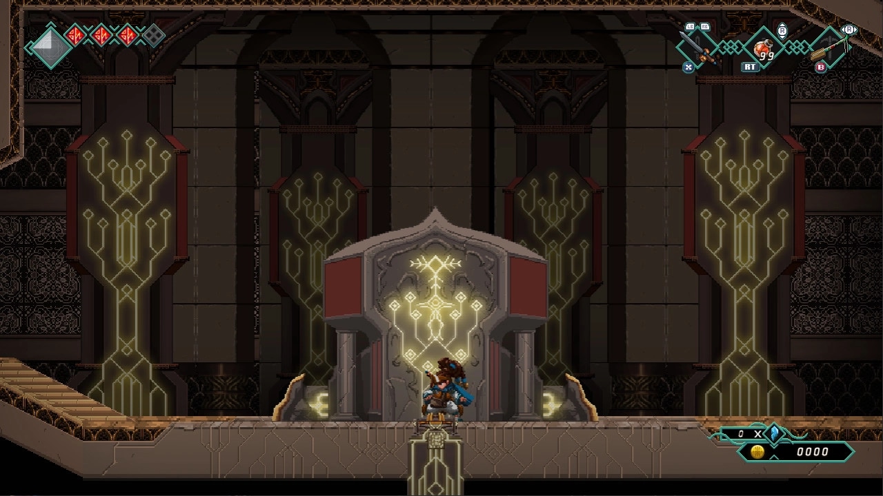 Mira and the Legend of the Djinns: Mira activates ancient altar in a mysterious temple environment.