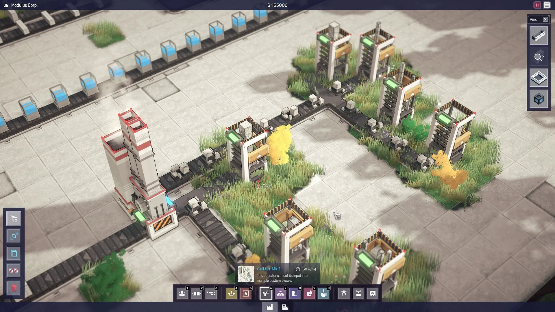 Modulus: Factory layout with conveyor belts, assembly stations, and control panel in industrial setting.