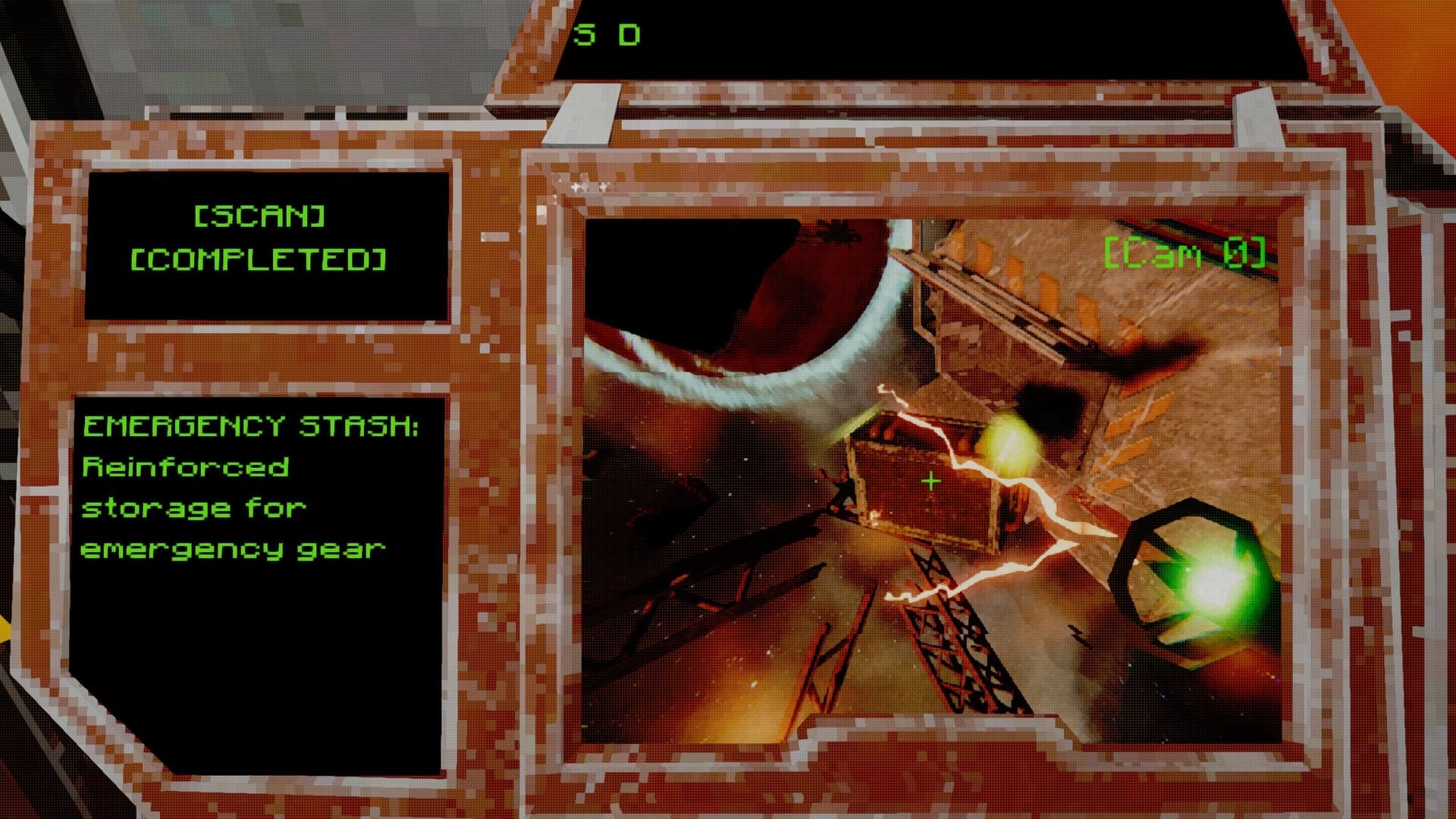Nebula Veil: Scan completed on emergency stash within digital cockpit interface in space environment.