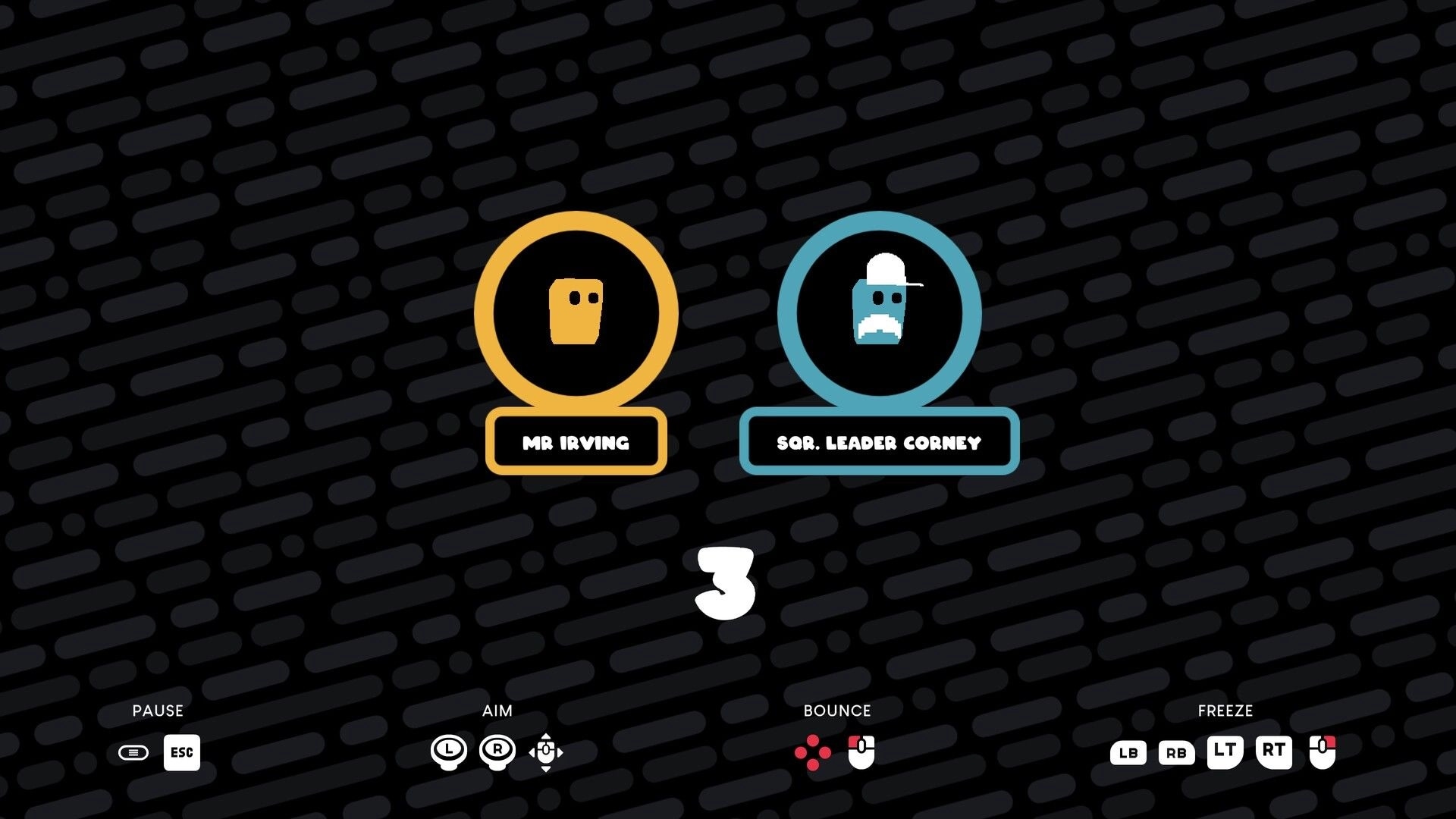 Nice To Yeet You: Character selection screen with Mr. Irving and Sqr. Leader Corney on countdown display