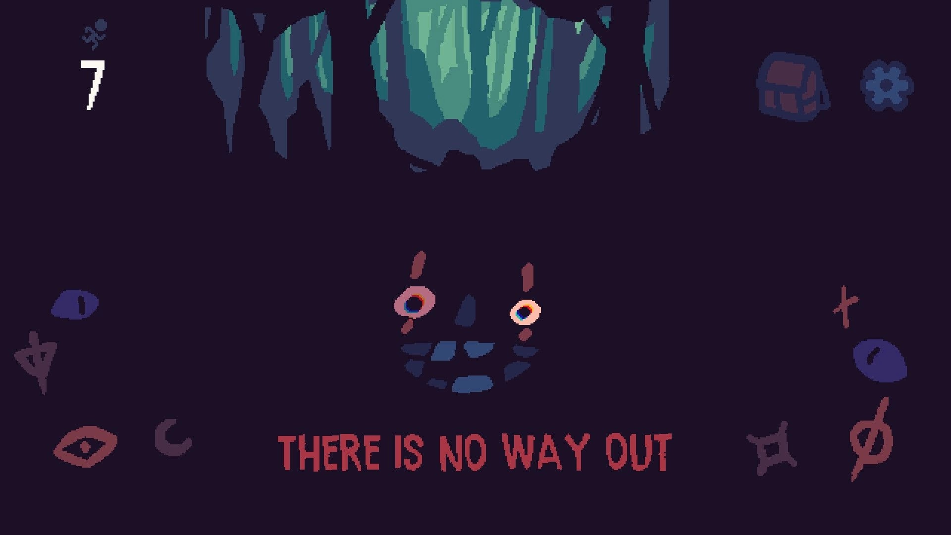 Night Hike: Dark cave scene with glowing eyes and warning text, UI icons and step counter visible.
