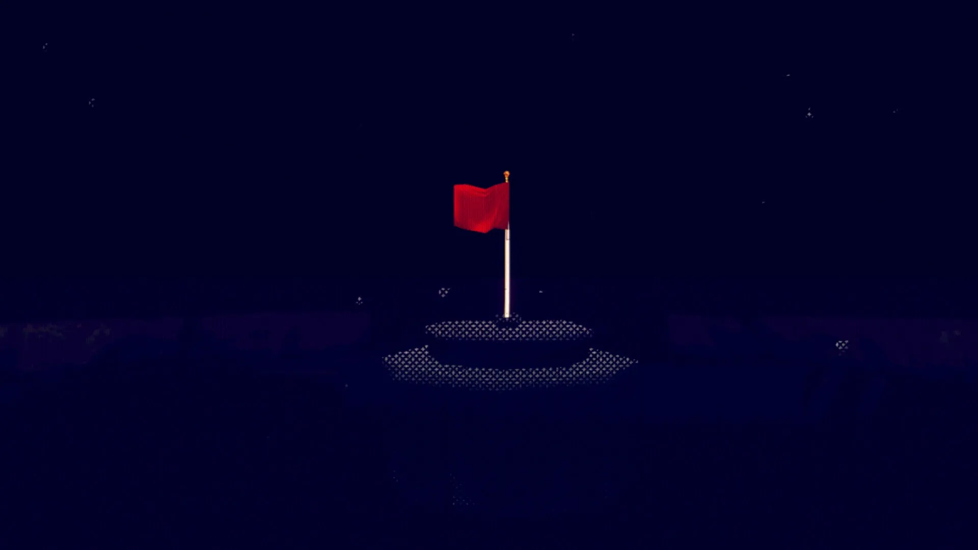 No Players Online: Red flag on pedestal in a dark, desolate environment with minimal lighting.