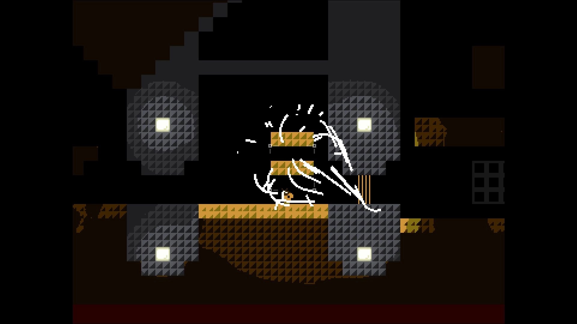Nonolith: Player uses energy powers to manipulate blocks in a dark, geometric underground chamber.