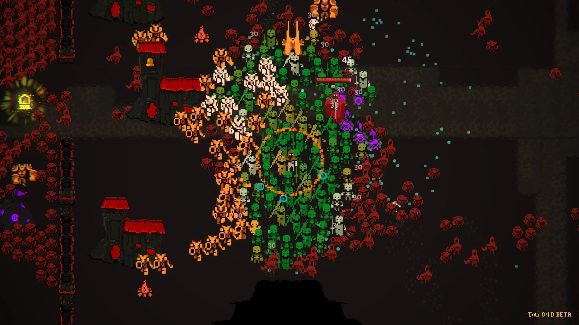 Oath of the Necromancer: Massive undead army encircles enemy forces in dark, dungeon-like environment