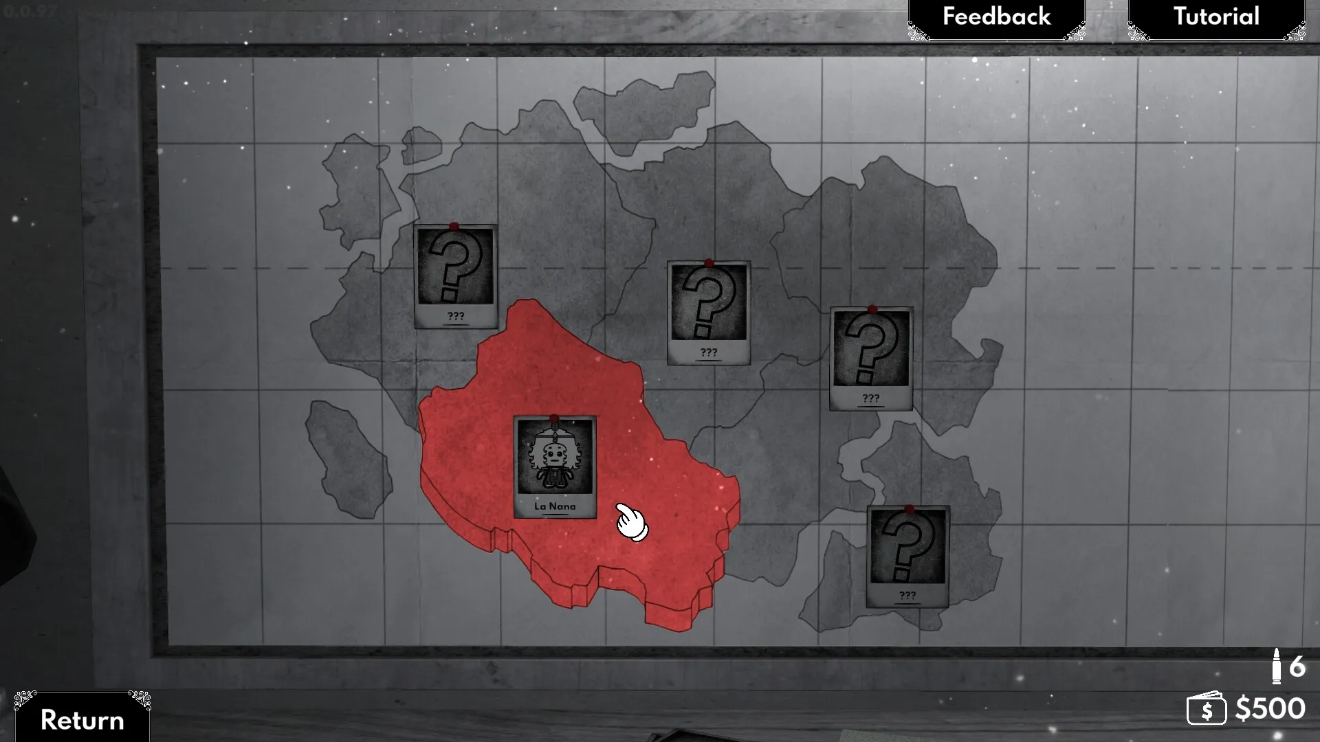 One Card One Shot: Map selection screen highlighting "La Nana" region with mission details.