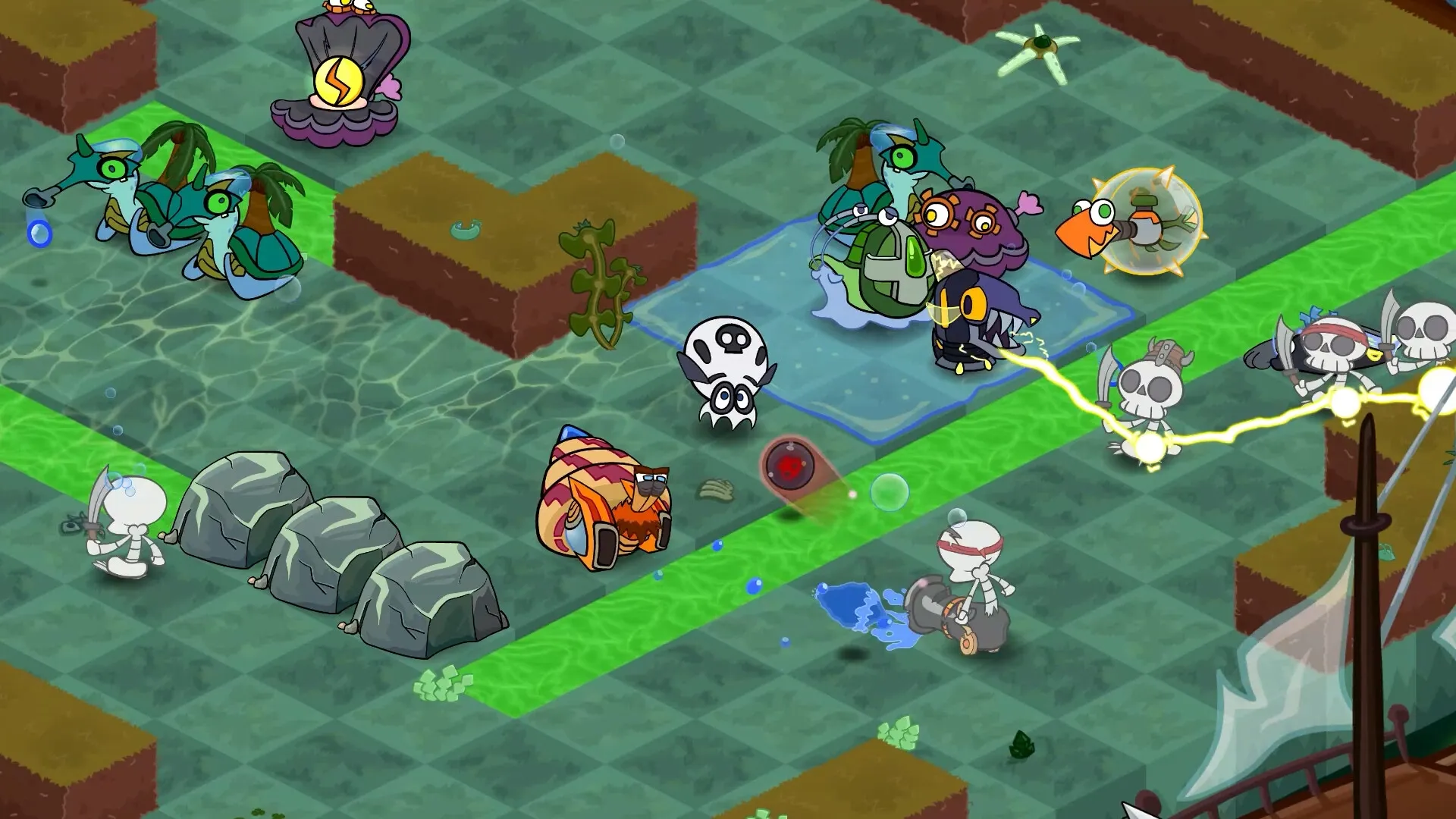Operation Octo: Octopus scientist defends against skeletons with sea life turrets in underwater arena