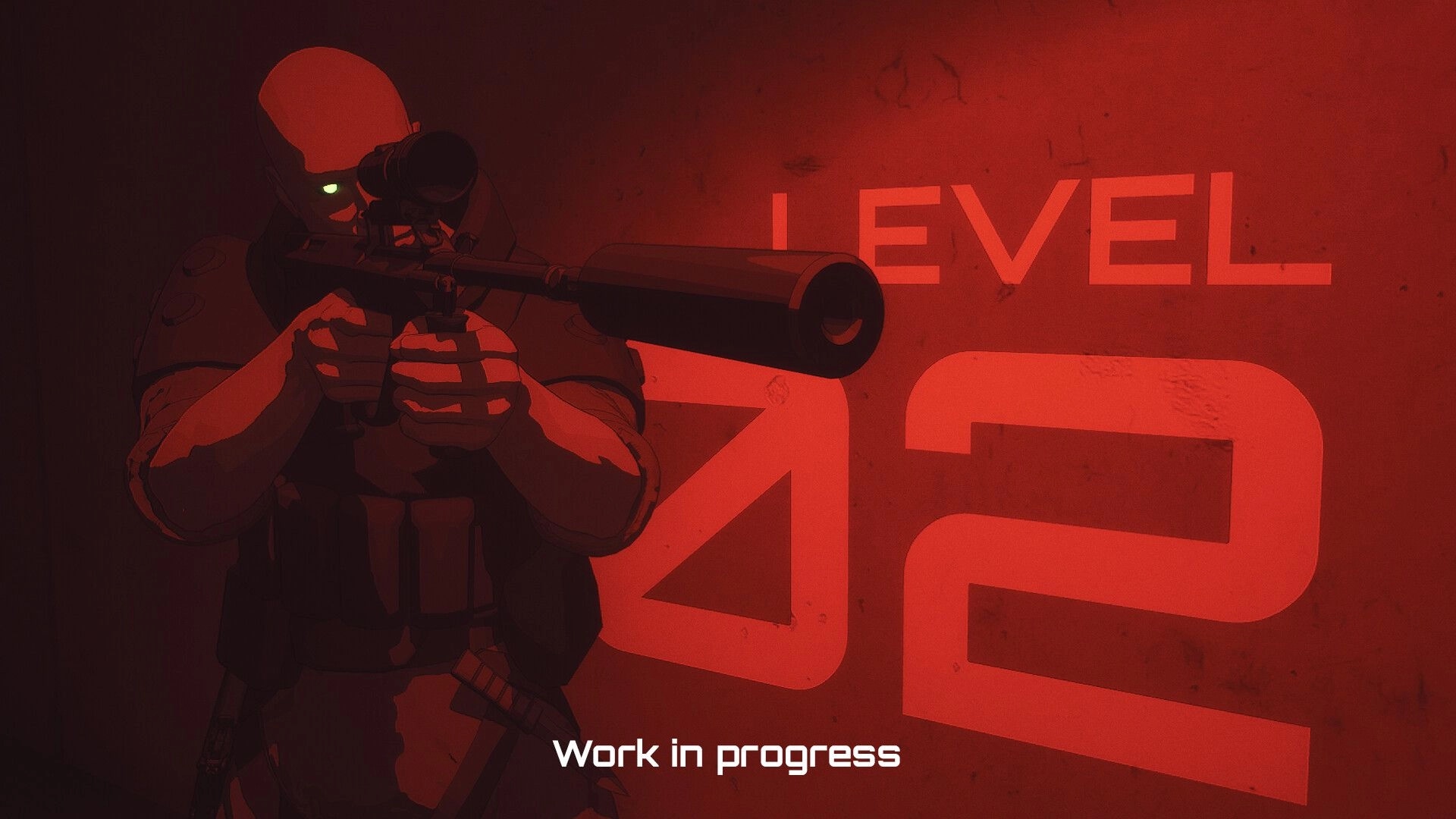 Out of Action: Sniper aiming in dimly lit corridor labeled "Level 02" with red lighting ambiance