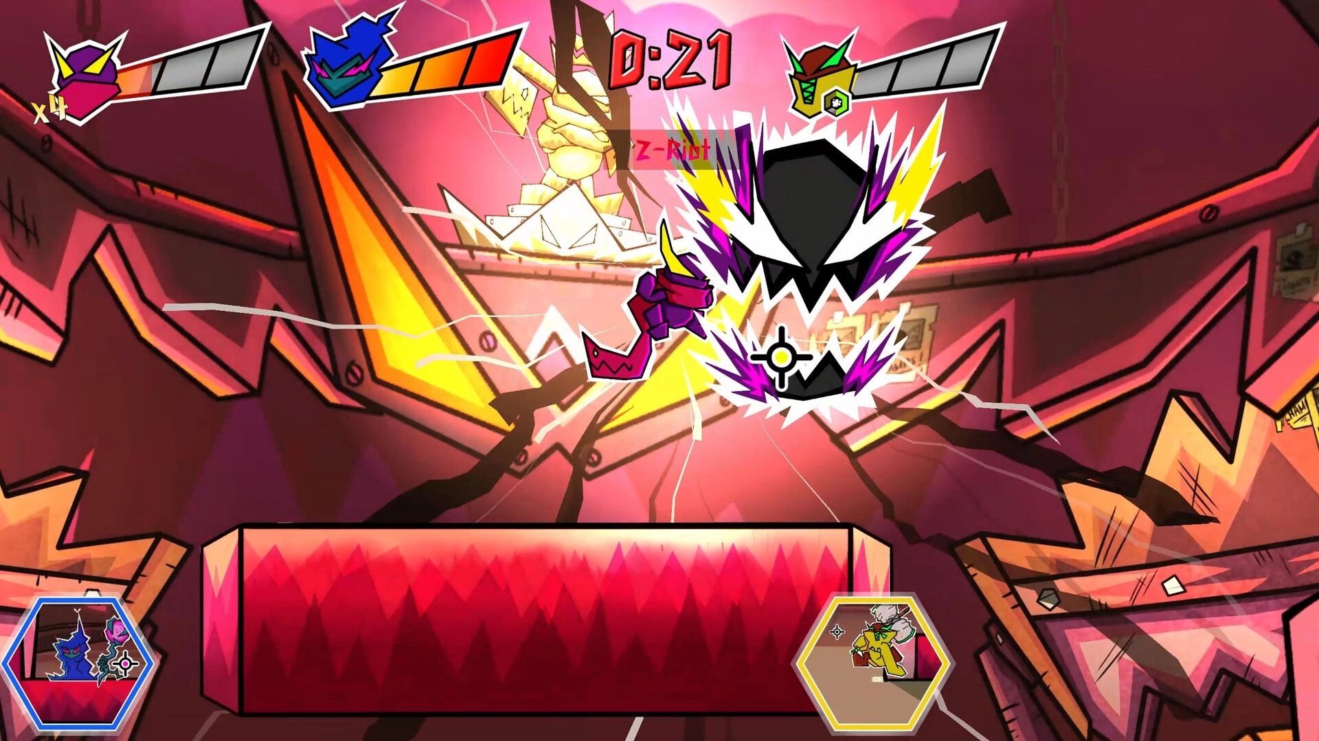 OVERALL THE BALL: Two colorful characters in combat with timer and health bars in a vibrant arena setting