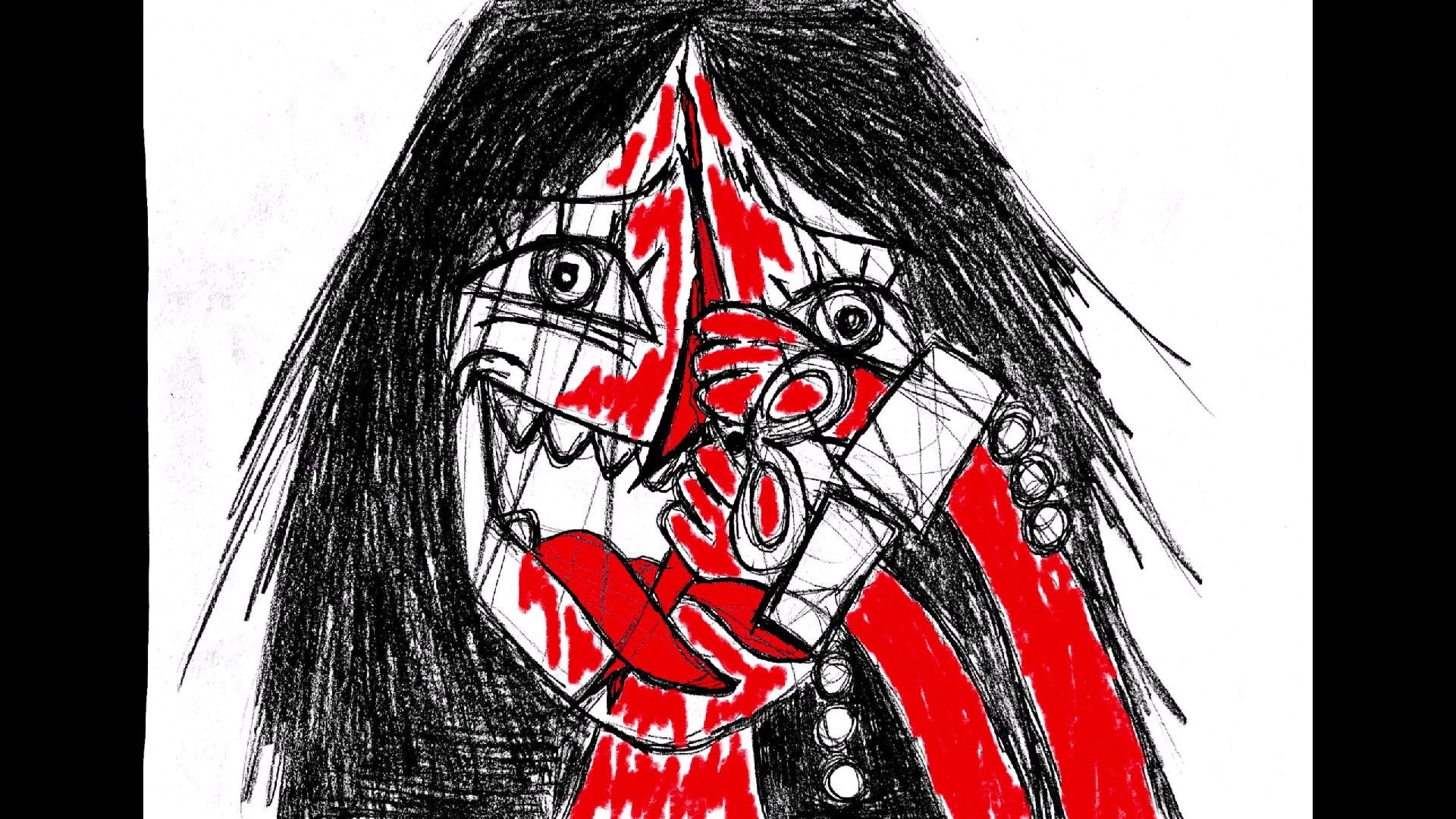 Paper Bleed: Distorted figure with red and black art style clutching face in horror-filled expression