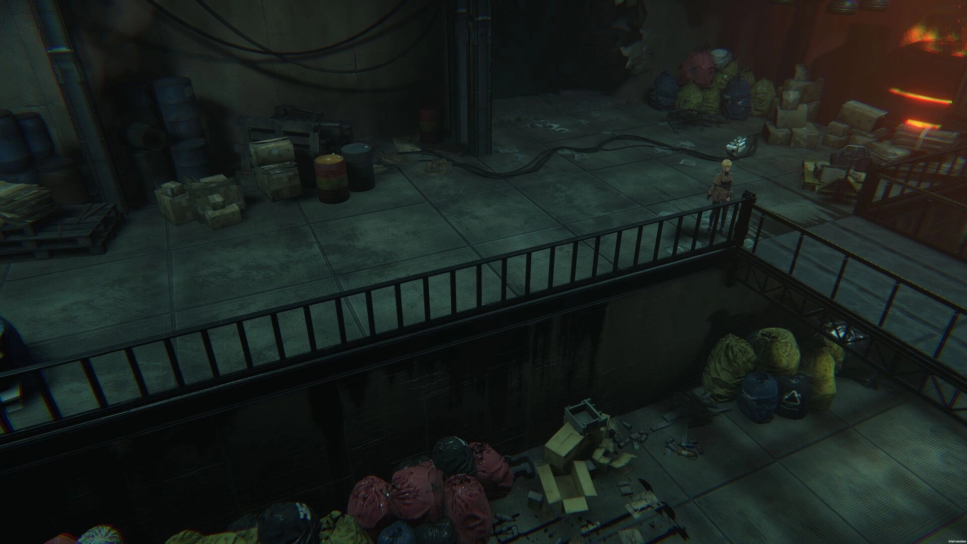 Parasite Mutant: Psionic Agent Nova explores dimly lit industrial area with scattered debris and barrels