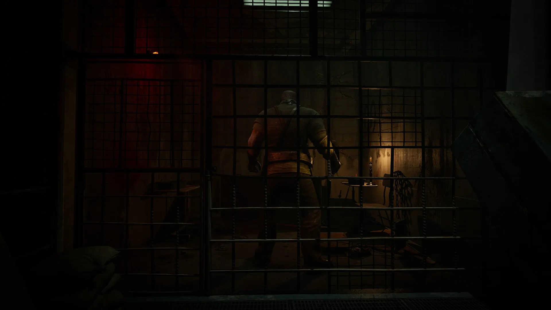Pestilence: Lone figure stands in dimly lit cell, surrounded by shadows and flickering candlelight.