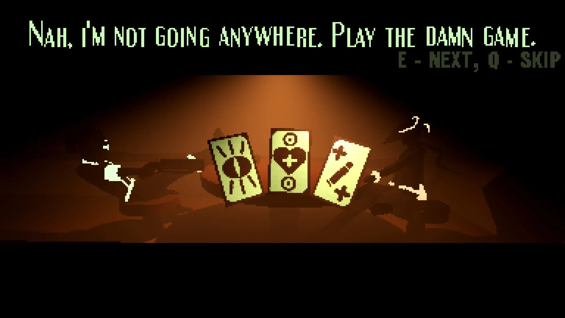 Polar Star: Three action cards on a dimly lit table with shadowy figures in a tense standoff