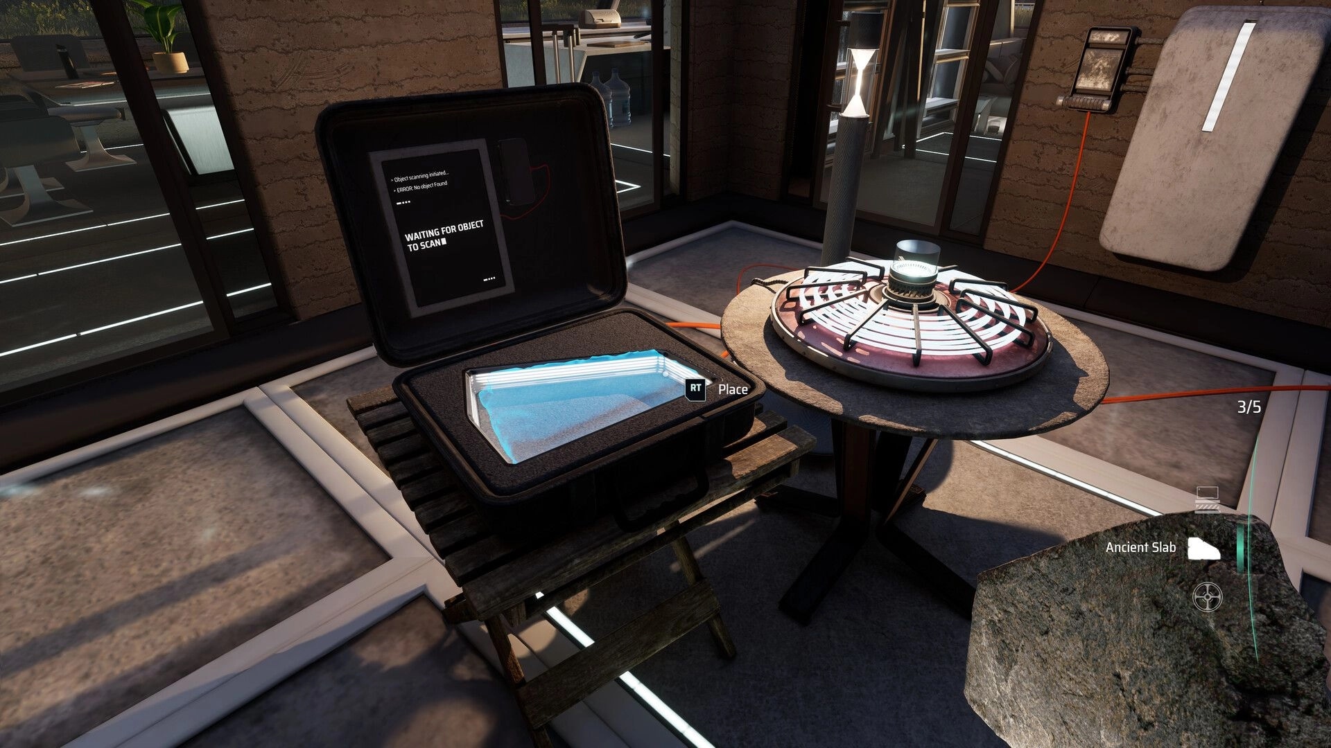 Project ReMind: Object scanning interface and machinery setup in a modern, well-lit room