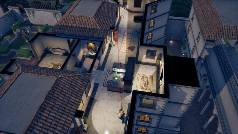 PUBG: Aerial view of players navigating narrow alleys between buildings in an urban night setting