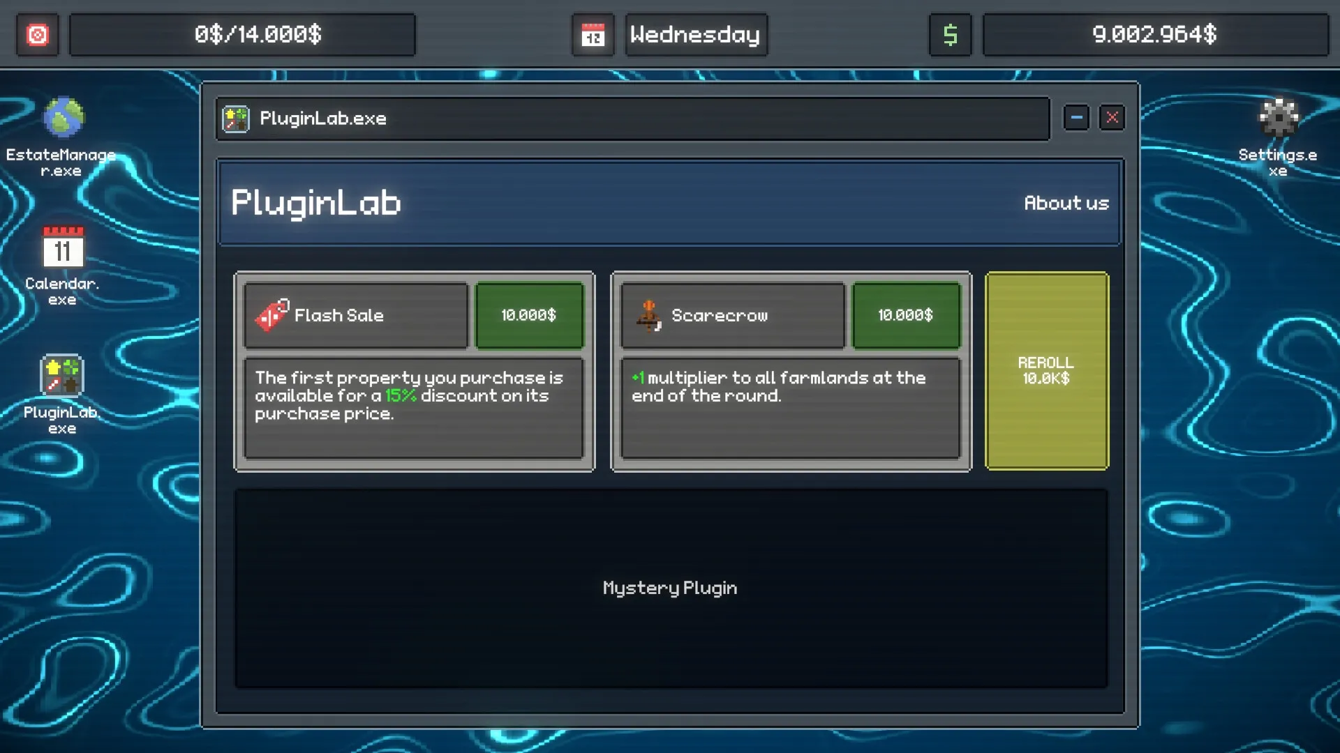 Rentlord: PluginLab interface showing Flash Sale and Scarecrow options on a desktop background