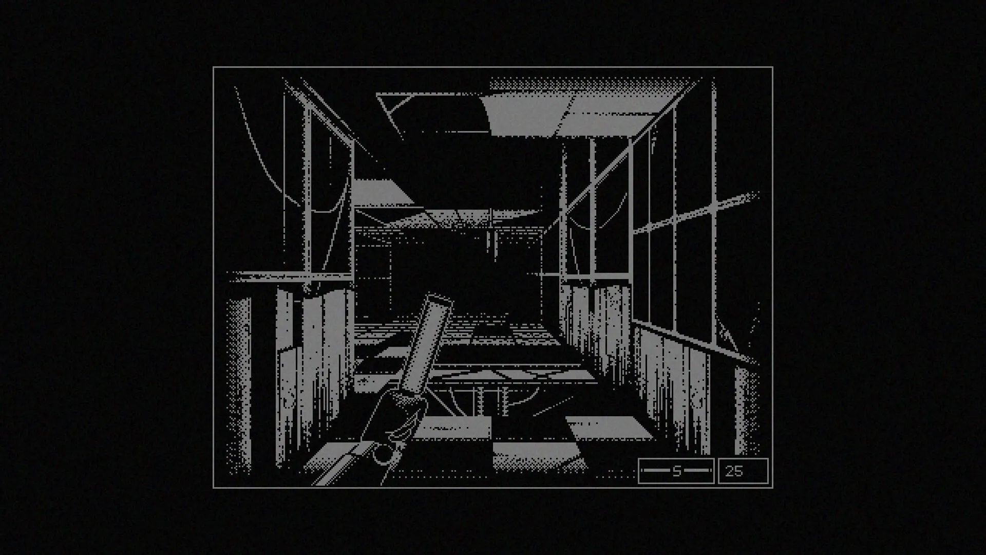 REPOSE: First-person view of dark corridor with a hand holding a gun, ammo count displayed on screen