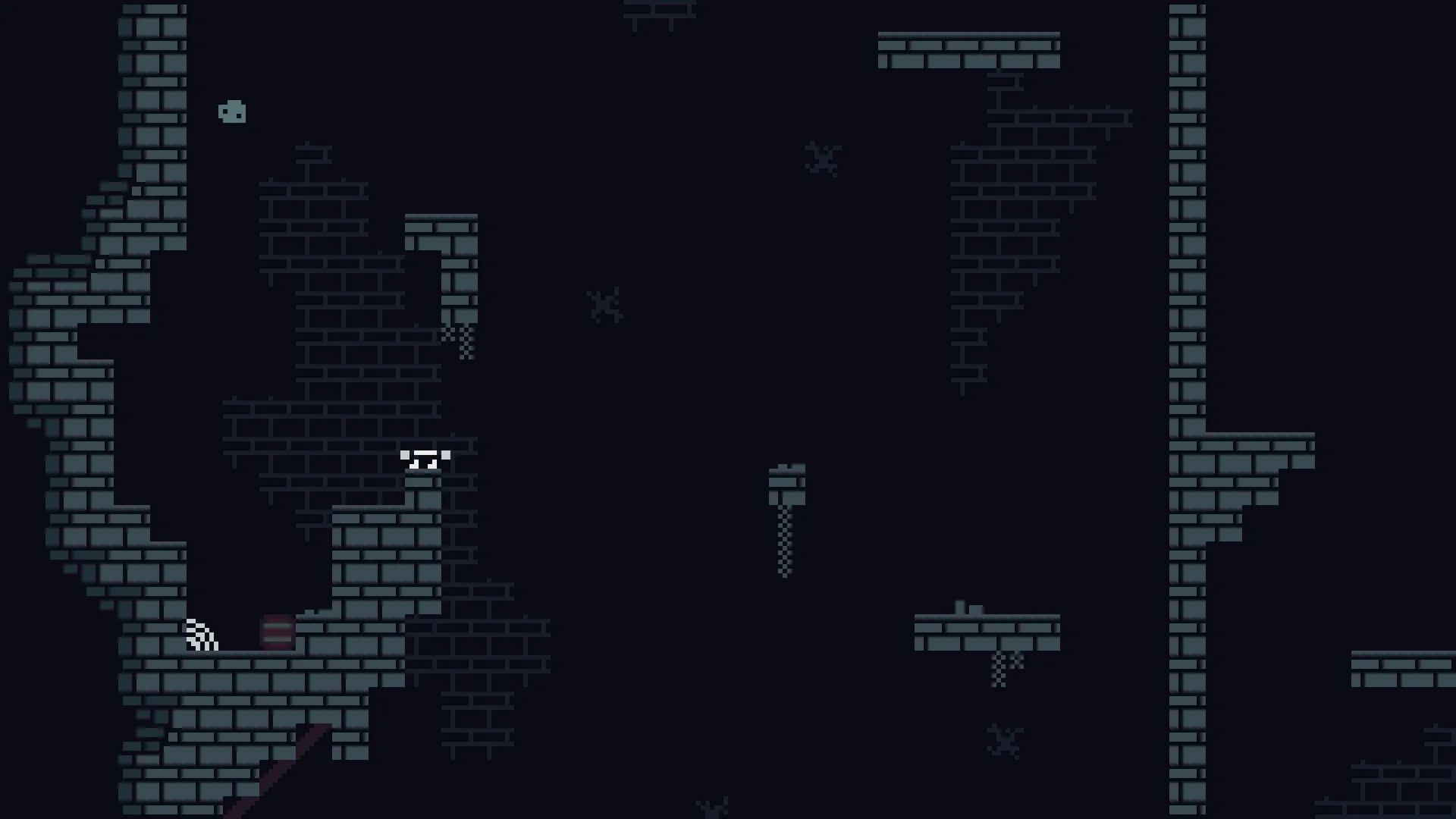Rock 'n' Bones: Player navigates pixelated dungeon platformer with brick walls and floating blocks.