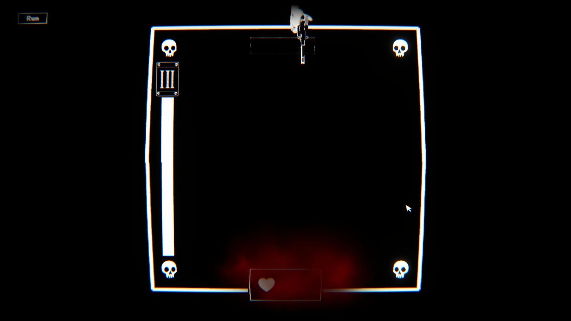 Roulette of the Void: Revolver above dark void with skull icons and Roman numeral III on the side