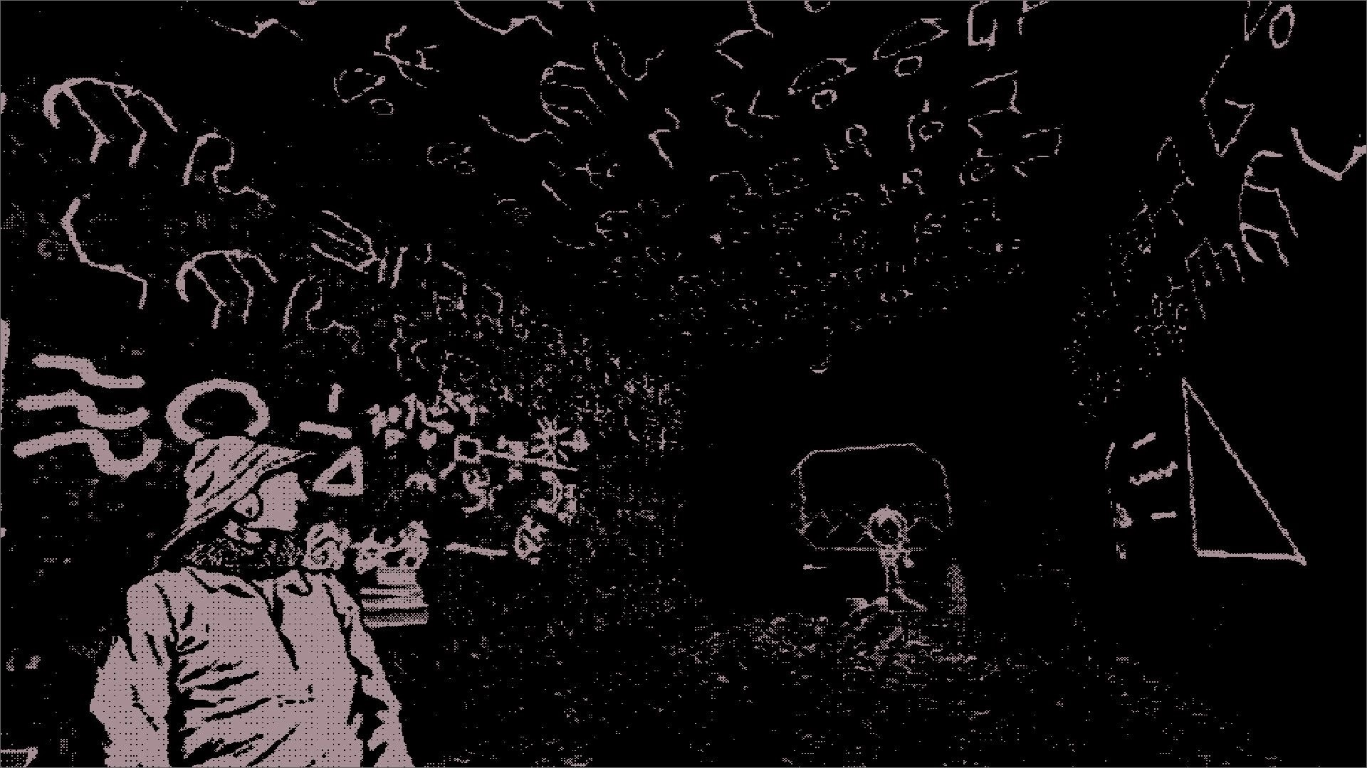 SALANN: Hooded figure faces chalk symbols and numbers in a dark tunnel with a glowing arch ahead.