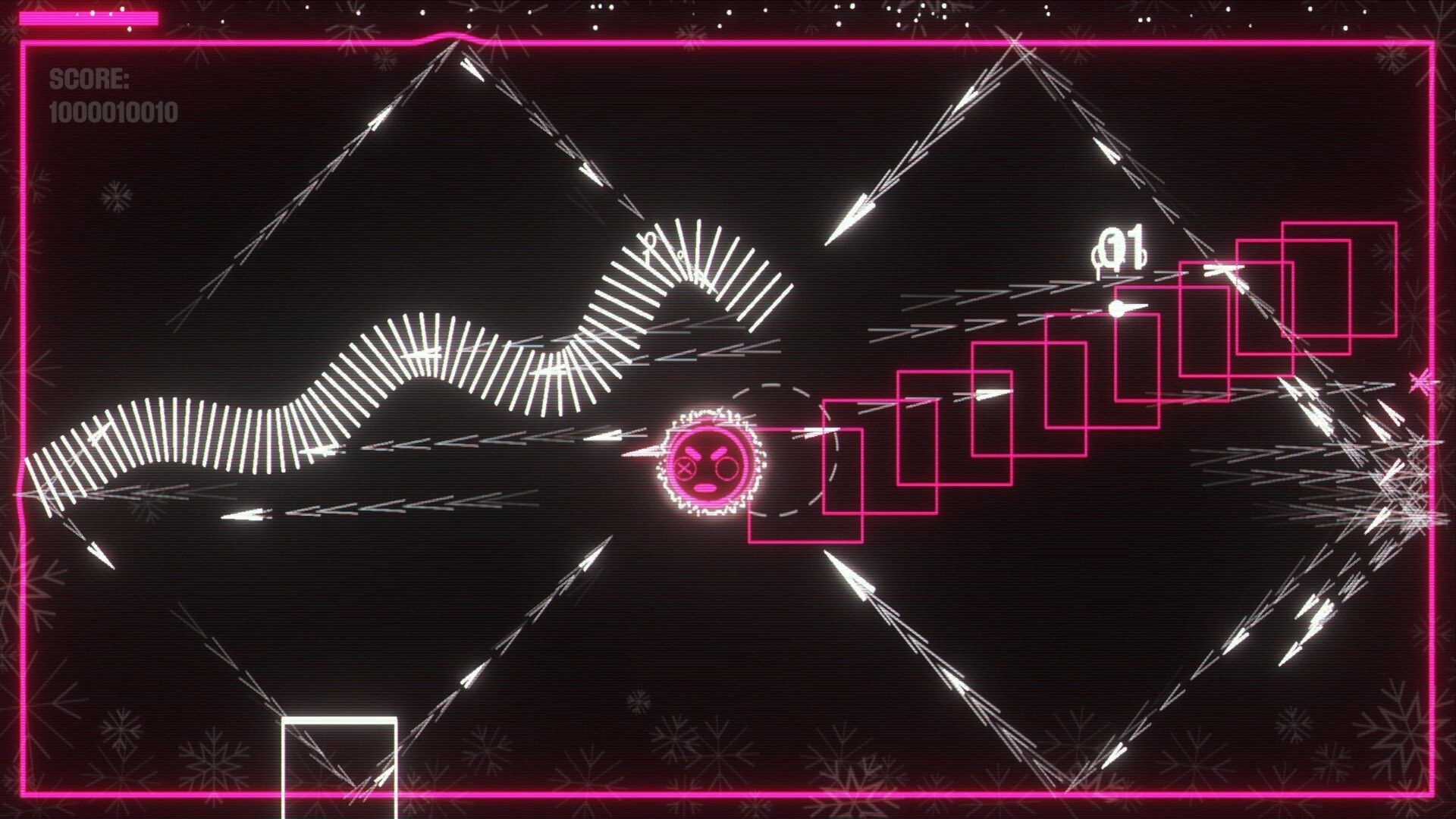 SCHMEKEL: Coin character dodging ricocheting bullets in neon arcade arena with score displayed