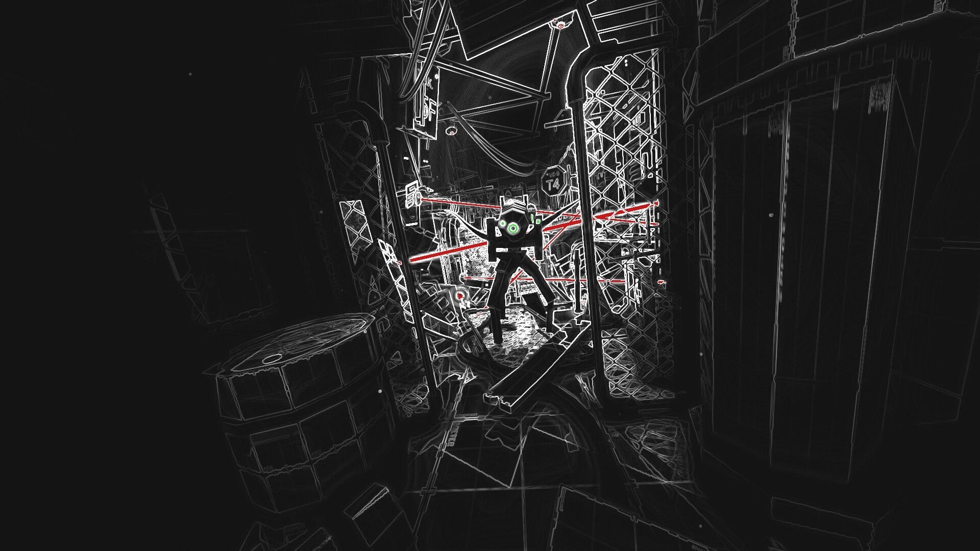 SECTOR ZERO: Monster navigating laser traps in a dark, metallic corridor within Asteroid 2031 XT colony.