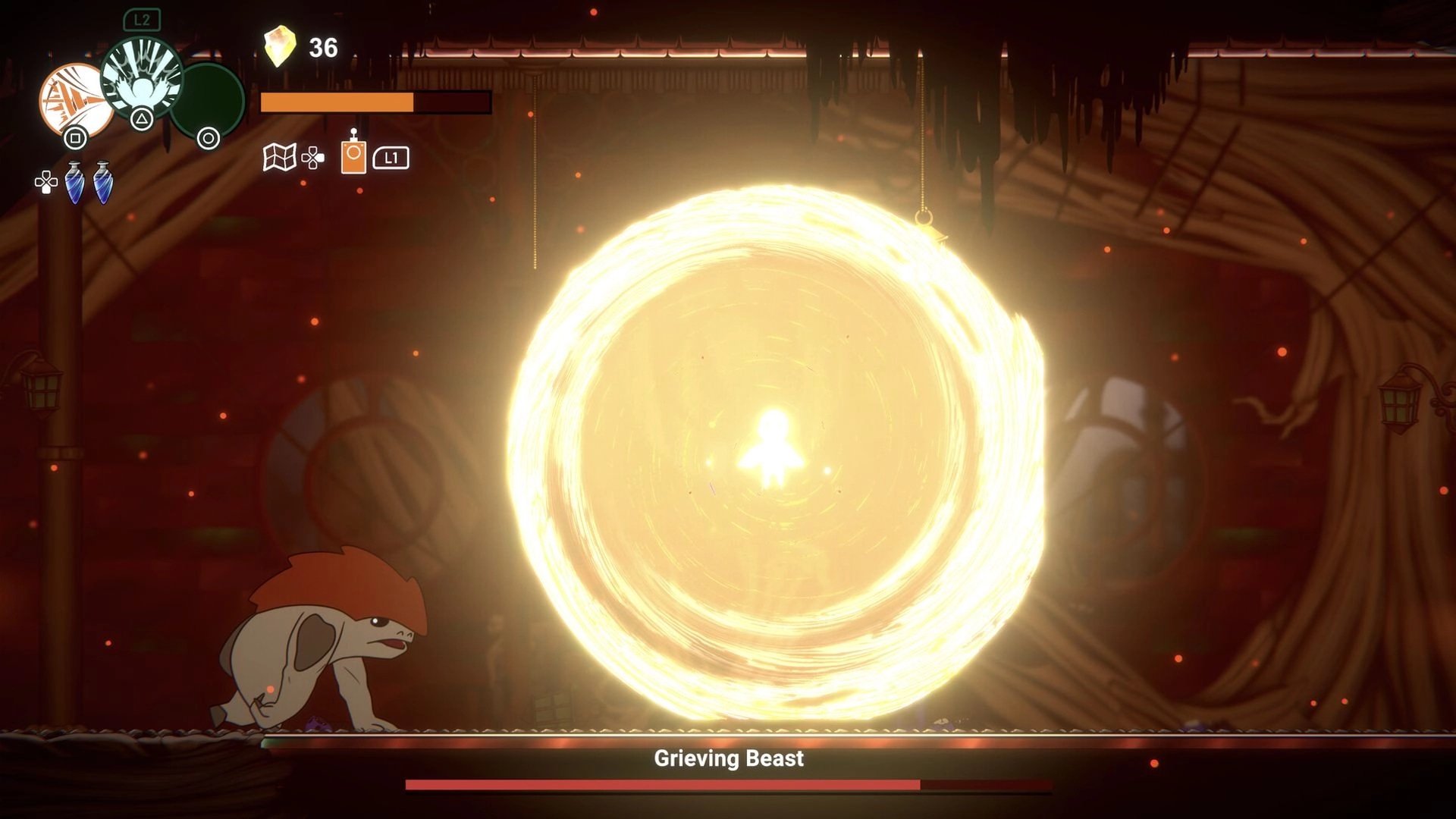 Shellbound: Intense battle with Grieving Beast in a glowing arena on a giant snail environment