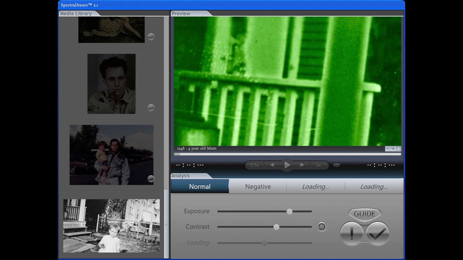 Shutter Story: Photo analysis UI with media library and green night-vision porch preview window.