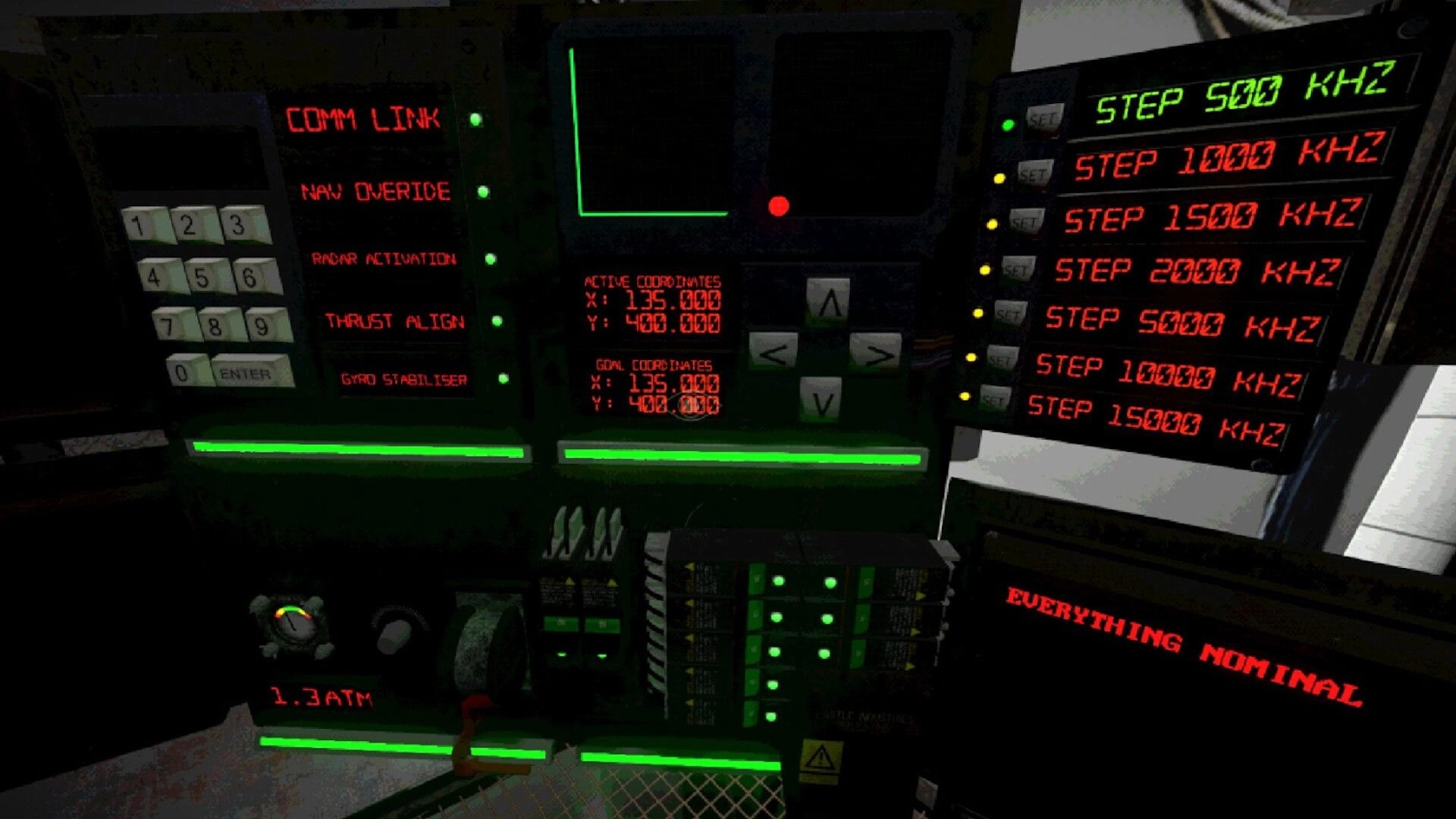 SIGNAL LOST: Control panel with navigation, communication, and system status displays in spacecraft cockpit