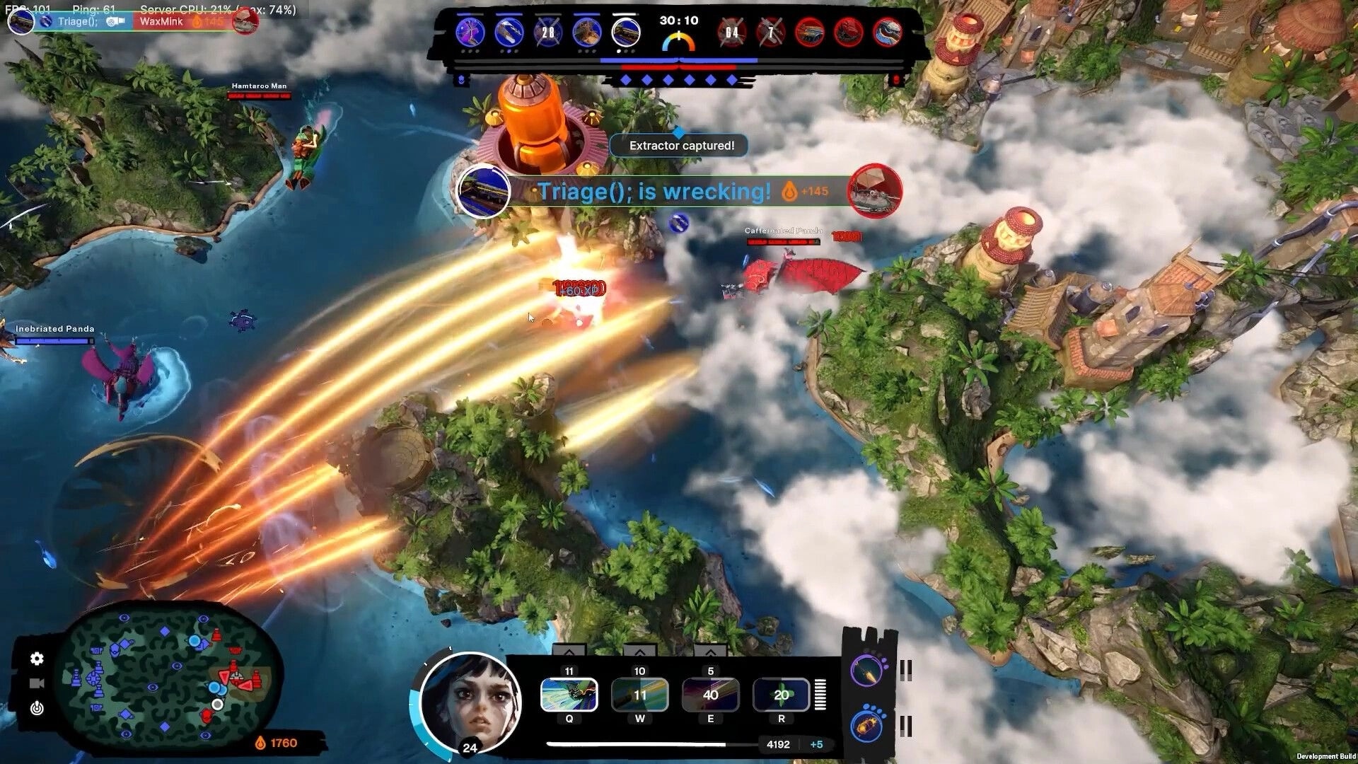 Sirocco: Intense naval combat with abilities and map interface in a vibrant island-filled arena