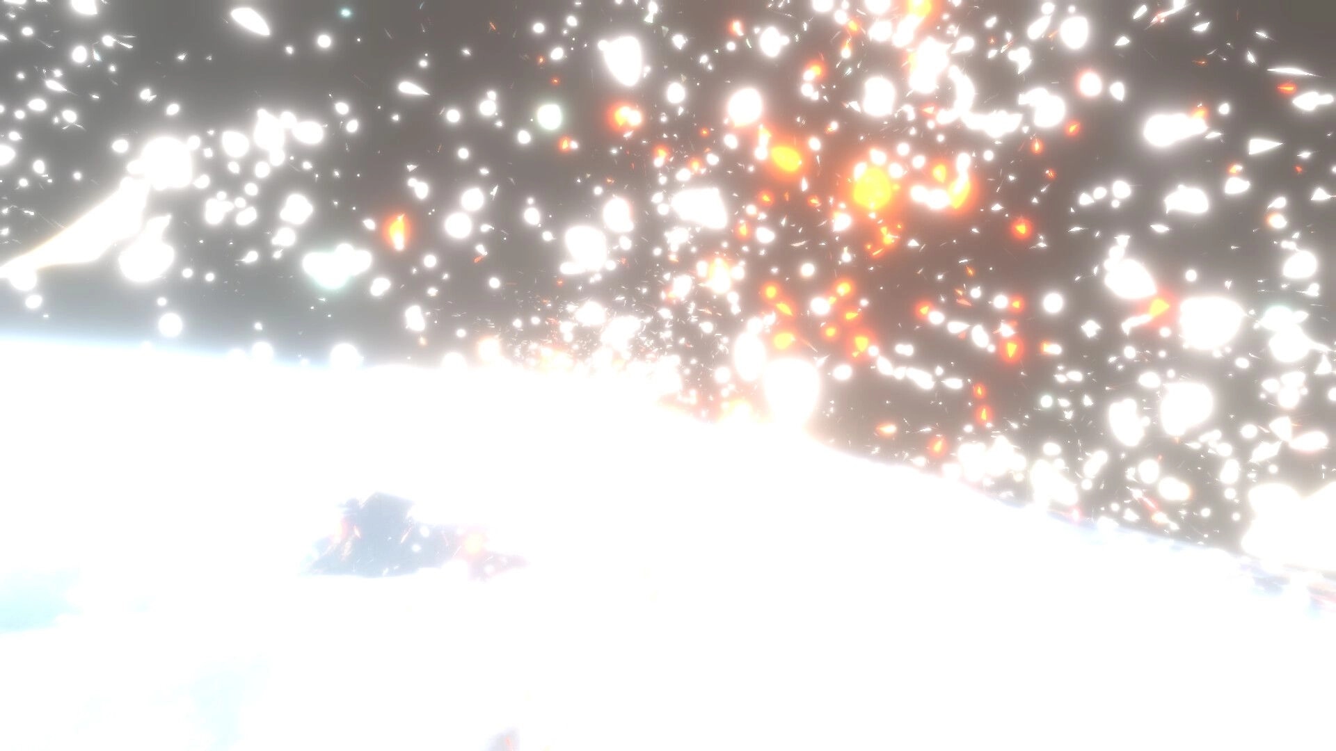 Smokkehed: Explosive visual effects with bright sparks and glowing particles in a surreal atmosphere.